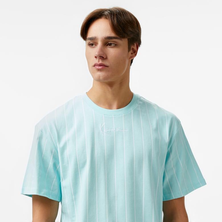 Karl Kani Small Signature Essential Pinstripe Erkek Mavi T-Shirt