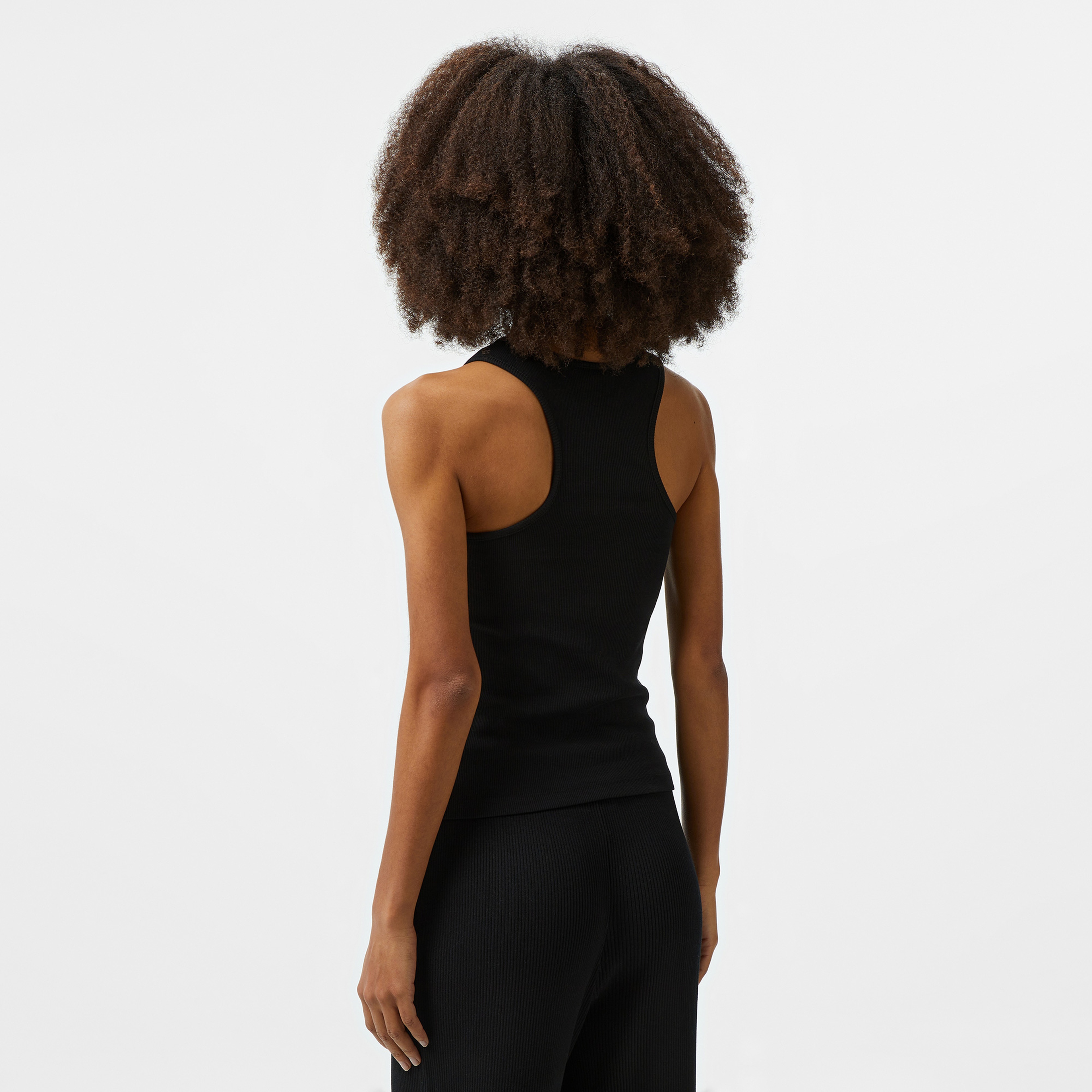 Karl Kani Small Signature Racer Rib Kadın Siyah Kolsuz T-Shirt