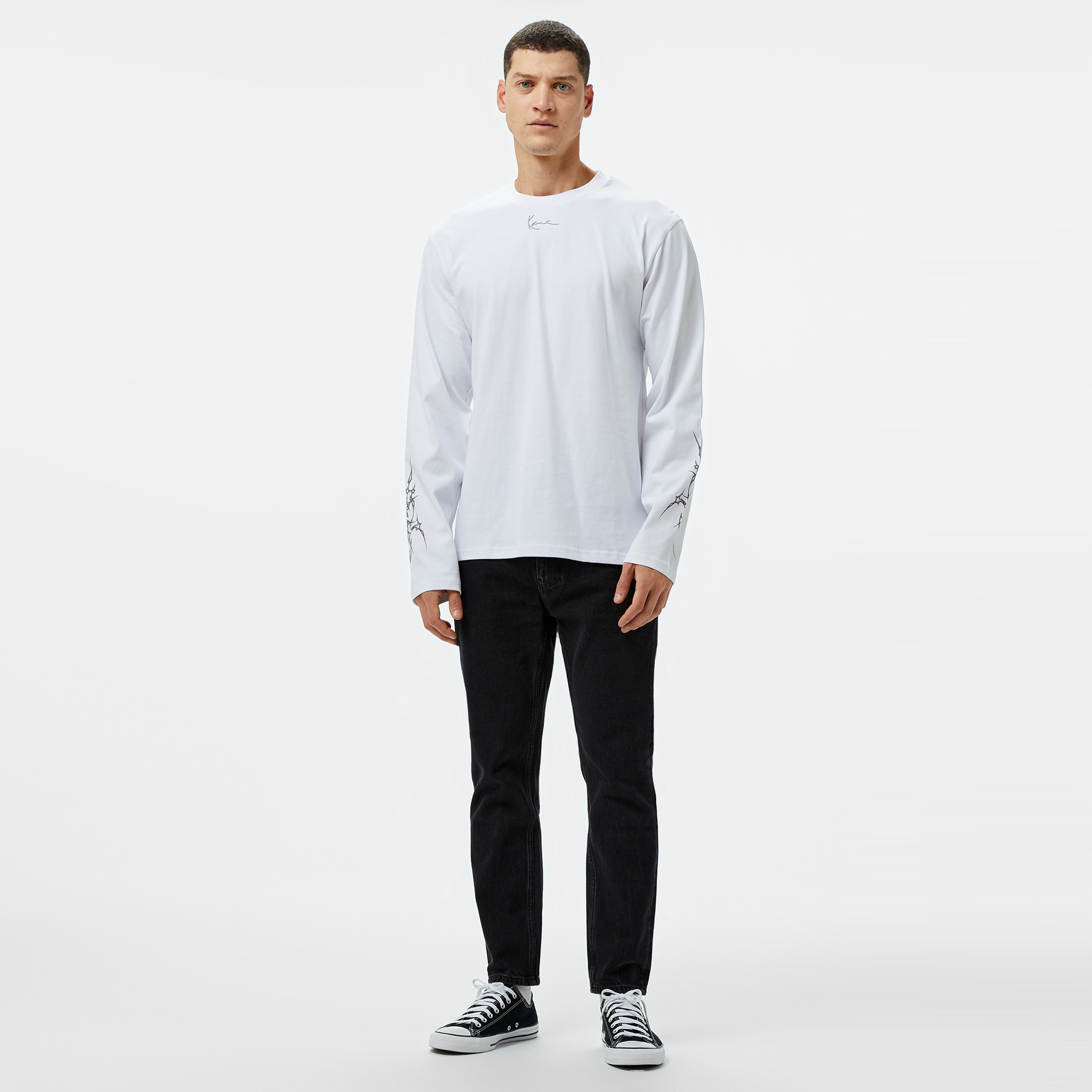Karl Kani Small Signature Tribal Uzun Kollu Erkek Beyaz T-Shirt