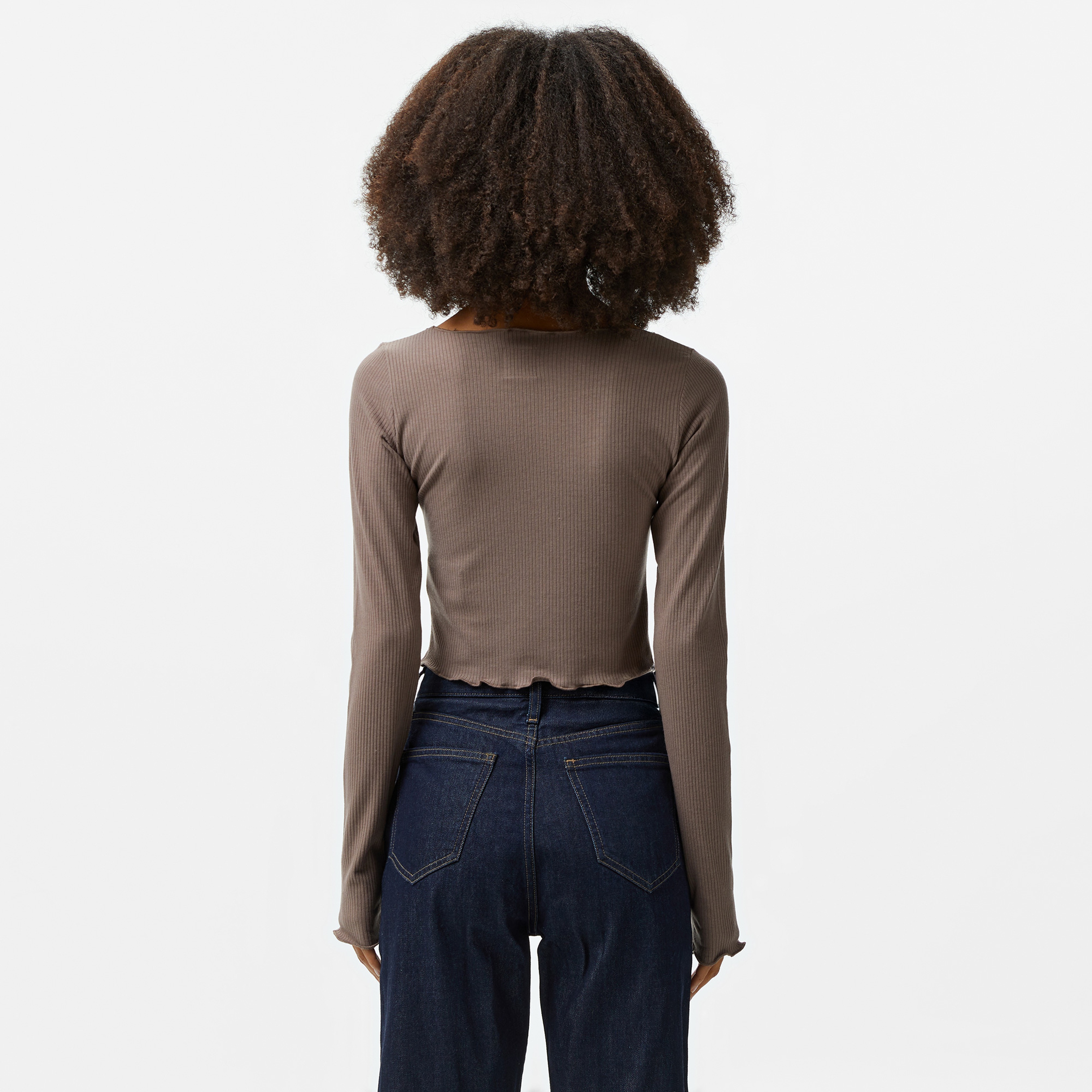 Karl Kani Retro Rib Uzun Kollu Kadın Bej T-Shirt