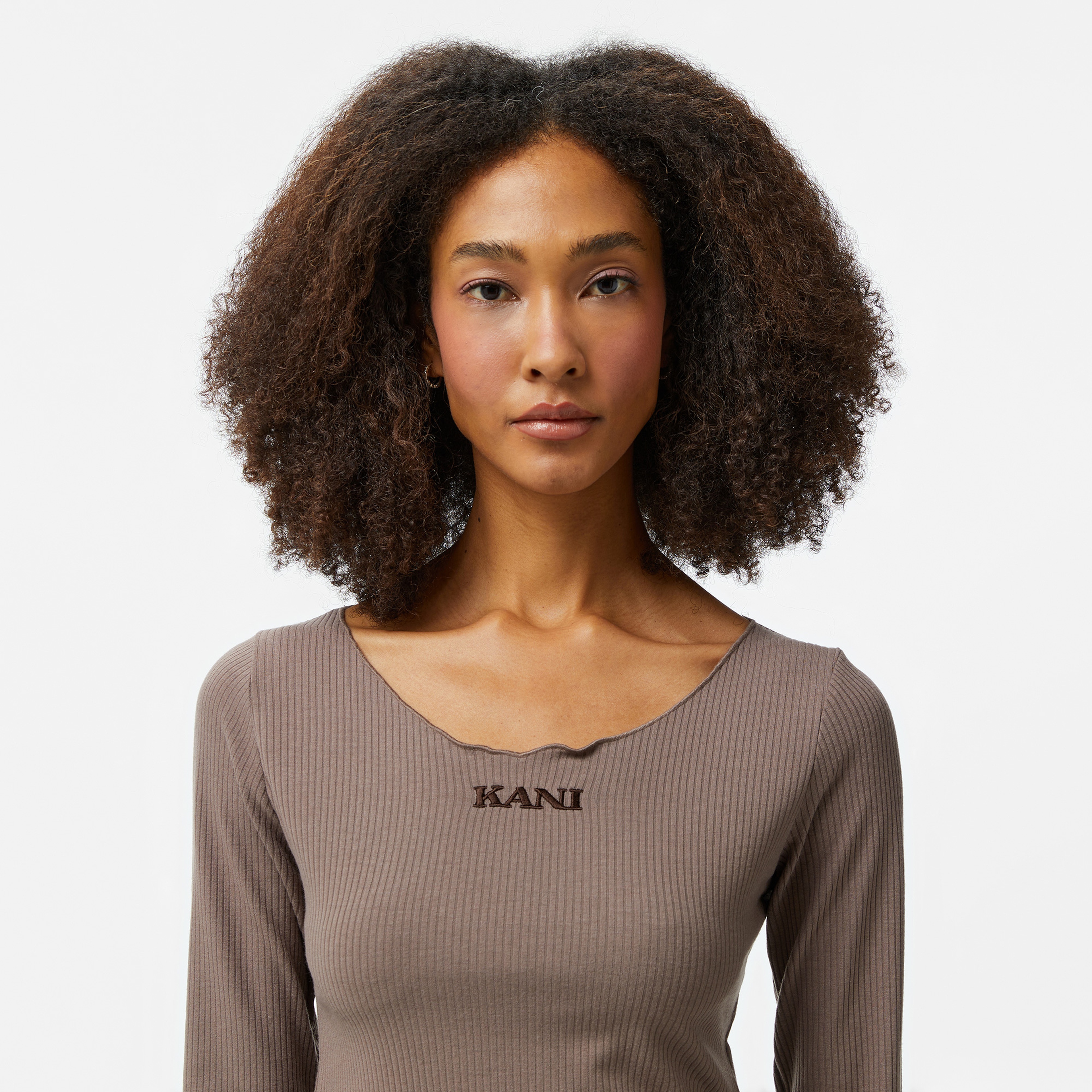 Karl Kani Retro Rib Uzun Kollu Kadın Bej T-Shirt