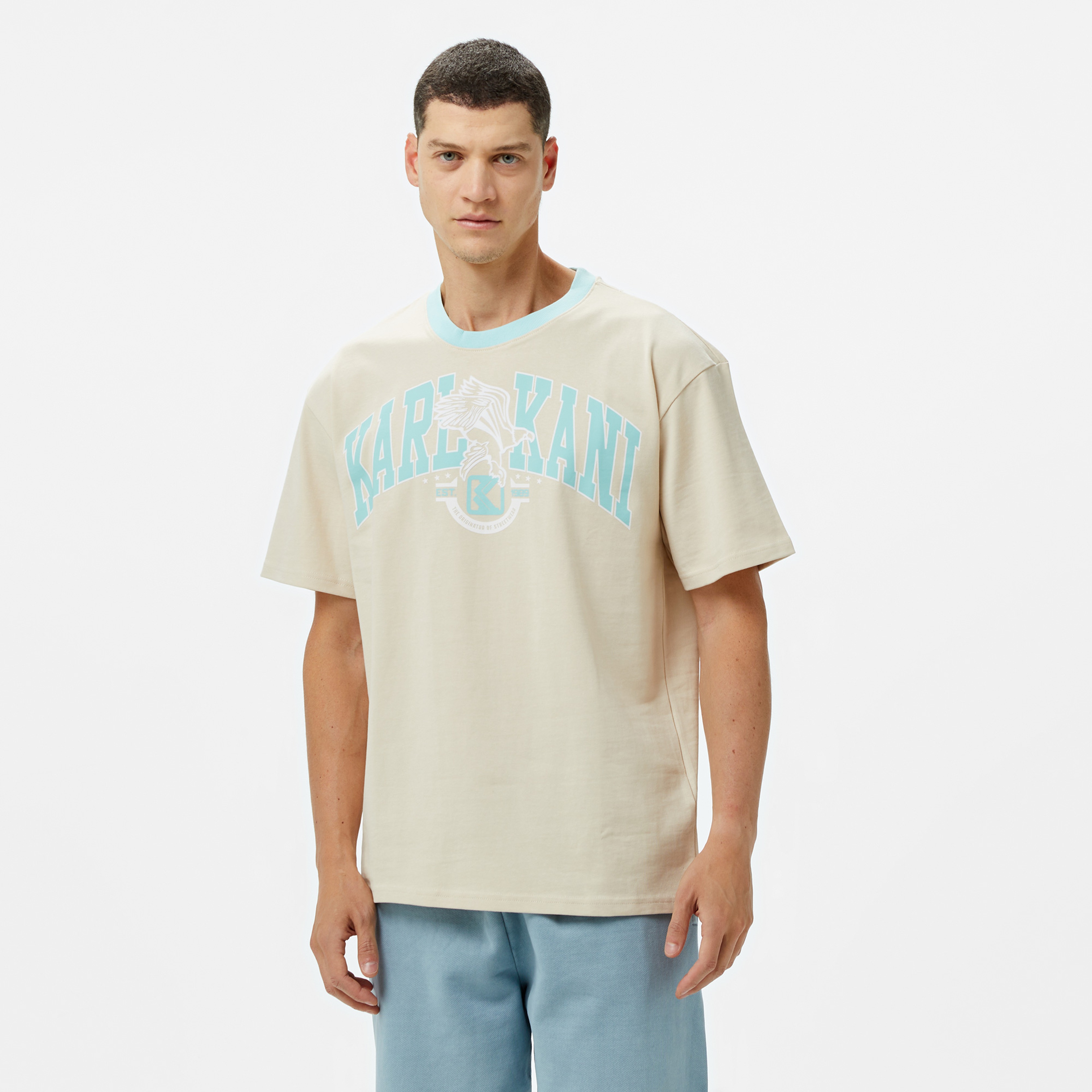 Karl Kani Og Eagle Print Erkek Bej T-Shirt