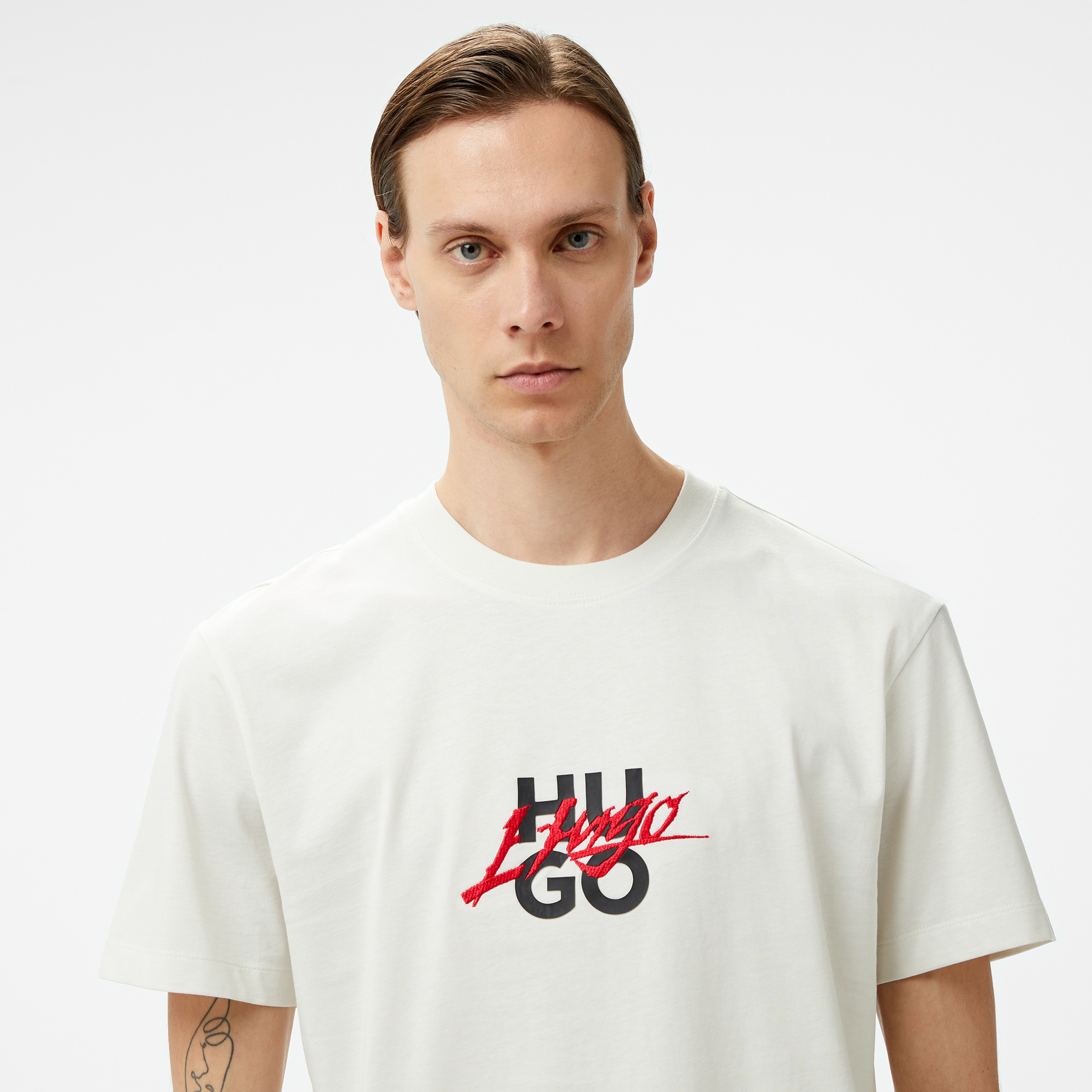 Hugo Dlongny Erkek Beyaz T-Shirt
