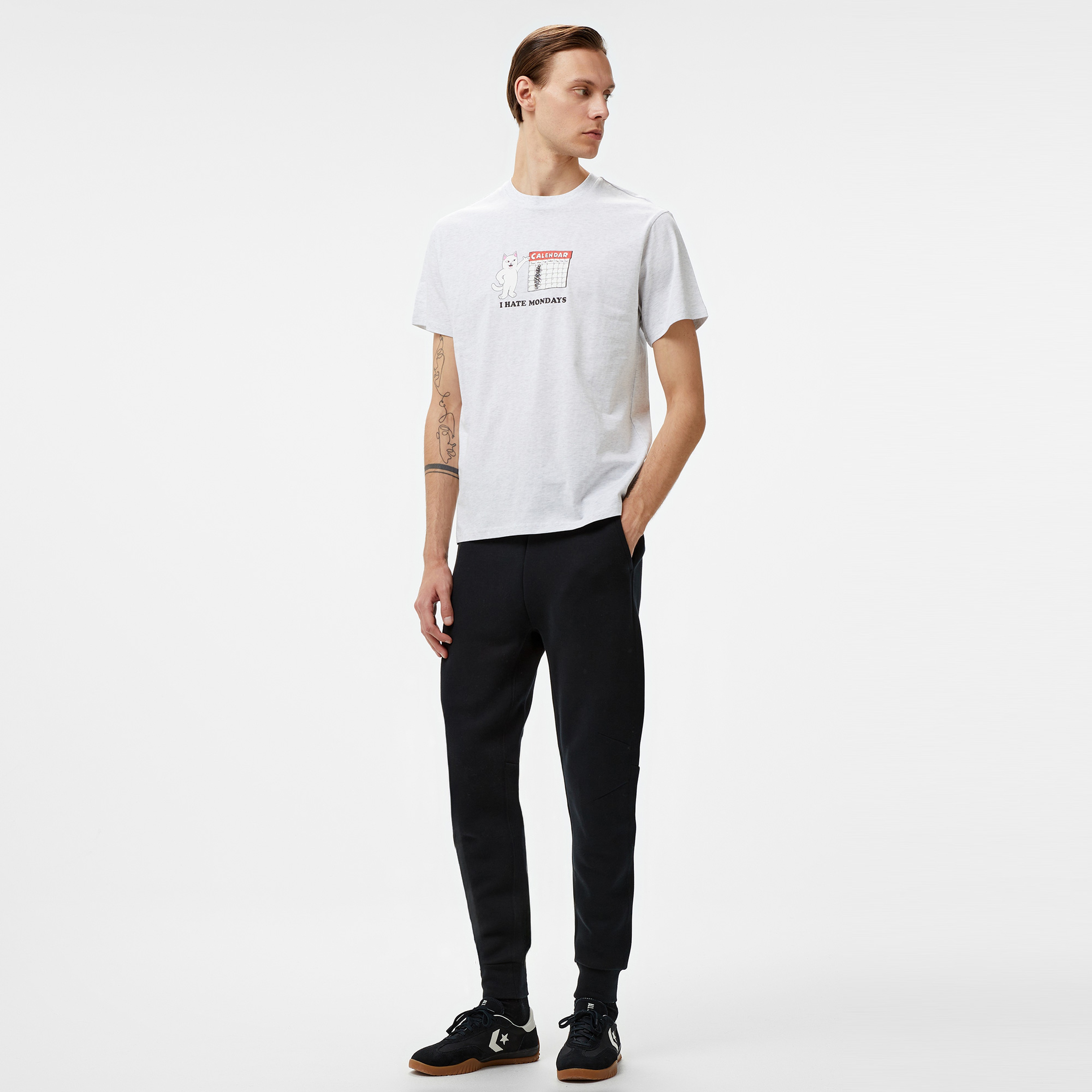 Rip N Dip I Hate Mondays Erkek Gri T-Shirt