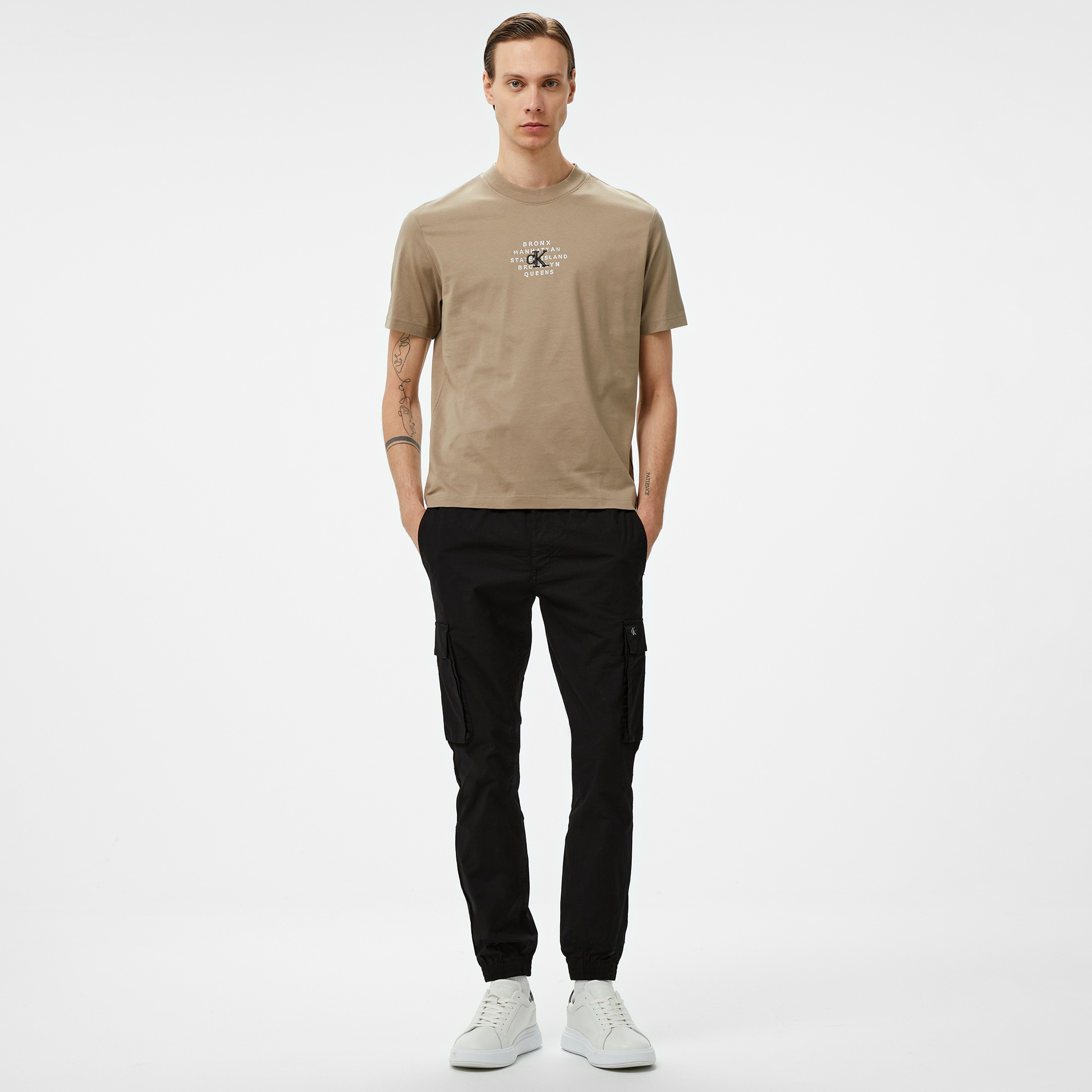 Calvin Klein Jeans Nyc Stamp Graphic Erkek Bej T-Shirt