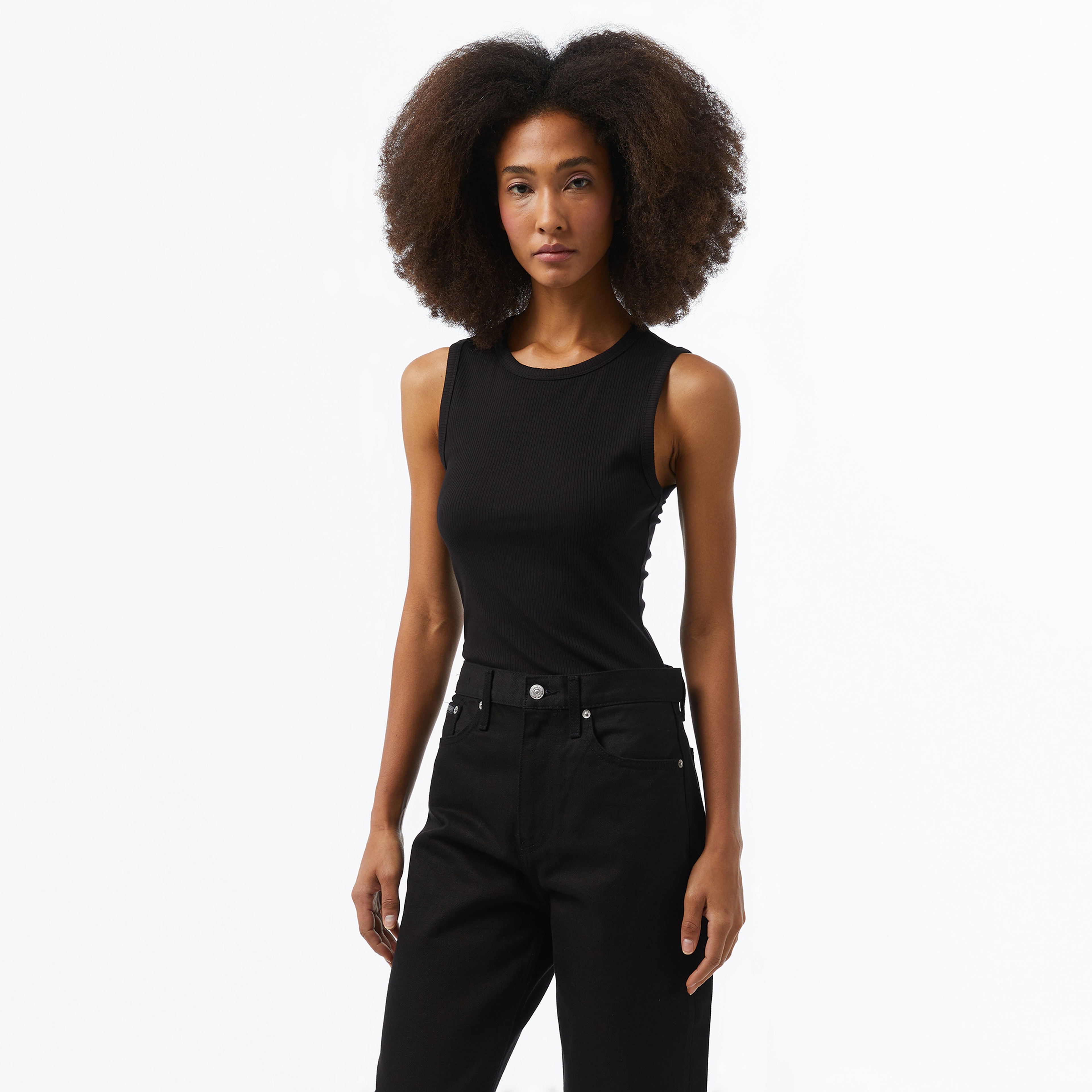 Calvin Klein Modal Rib Tank Top Kadın Siyah Kolsuz T-Shirt