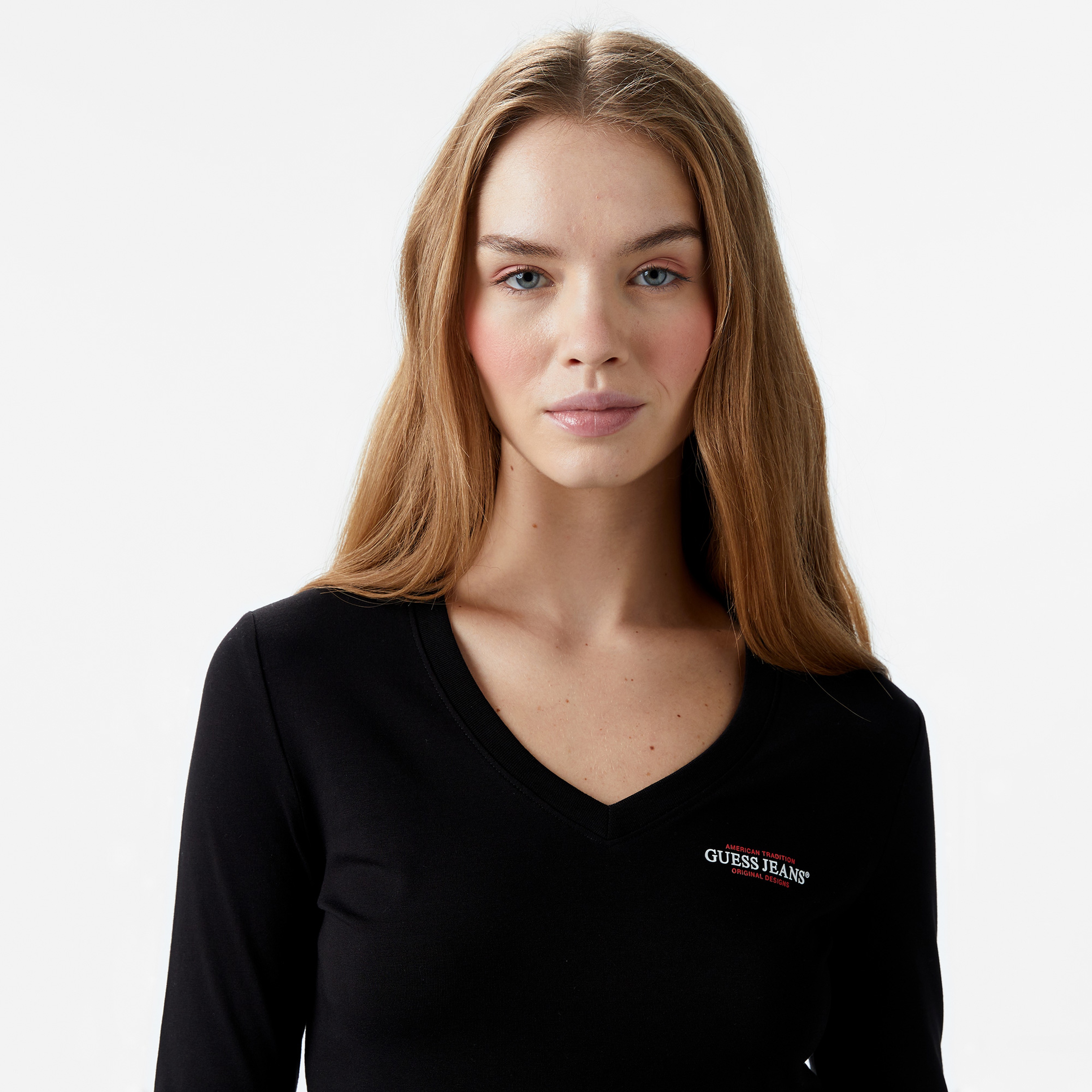 Guess Slim Mini Mid Organic Stretch Jersey 180 Kadın Siyah T-Shirt