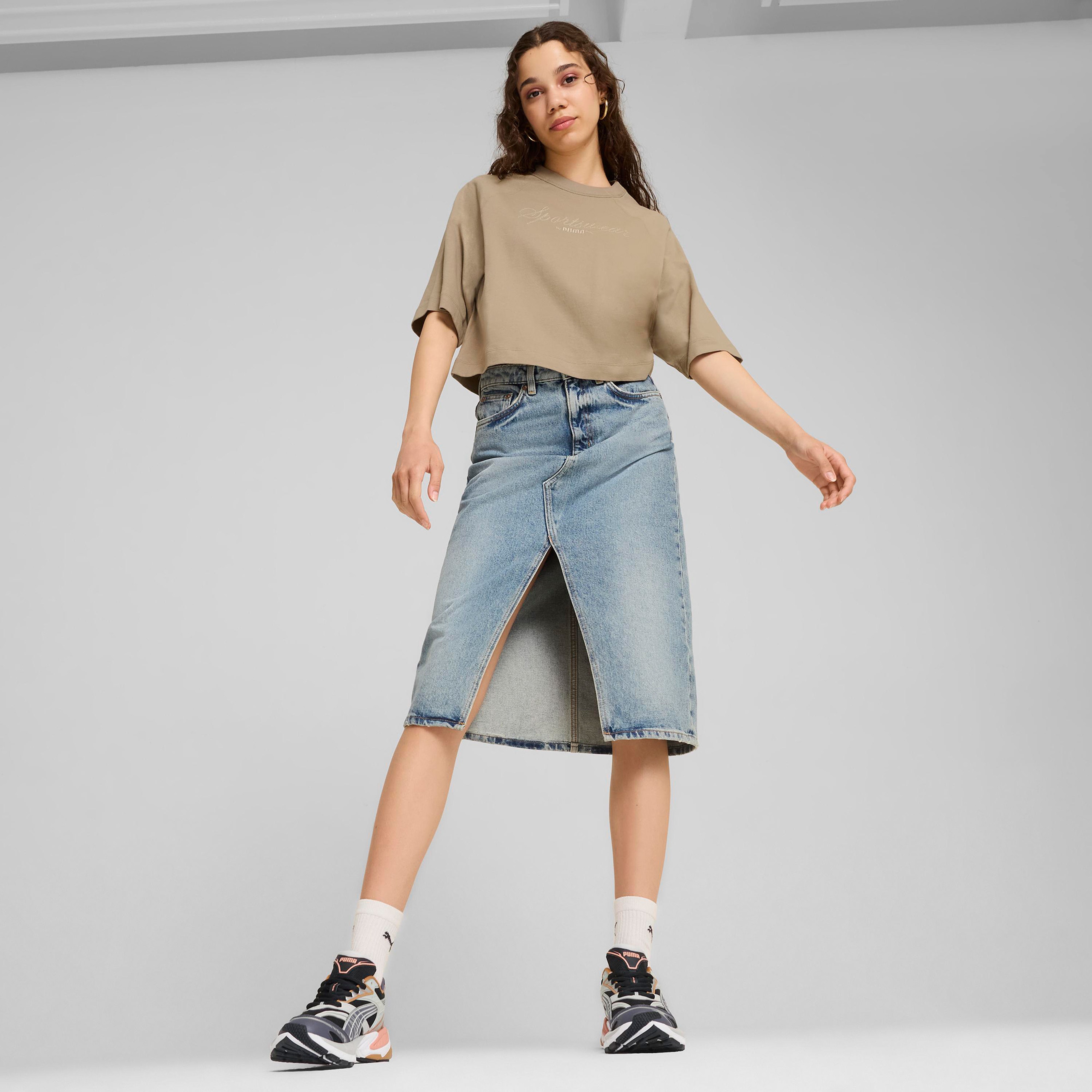 Puma Classics + Oversized Kadın Krem Rengi T-Shirt