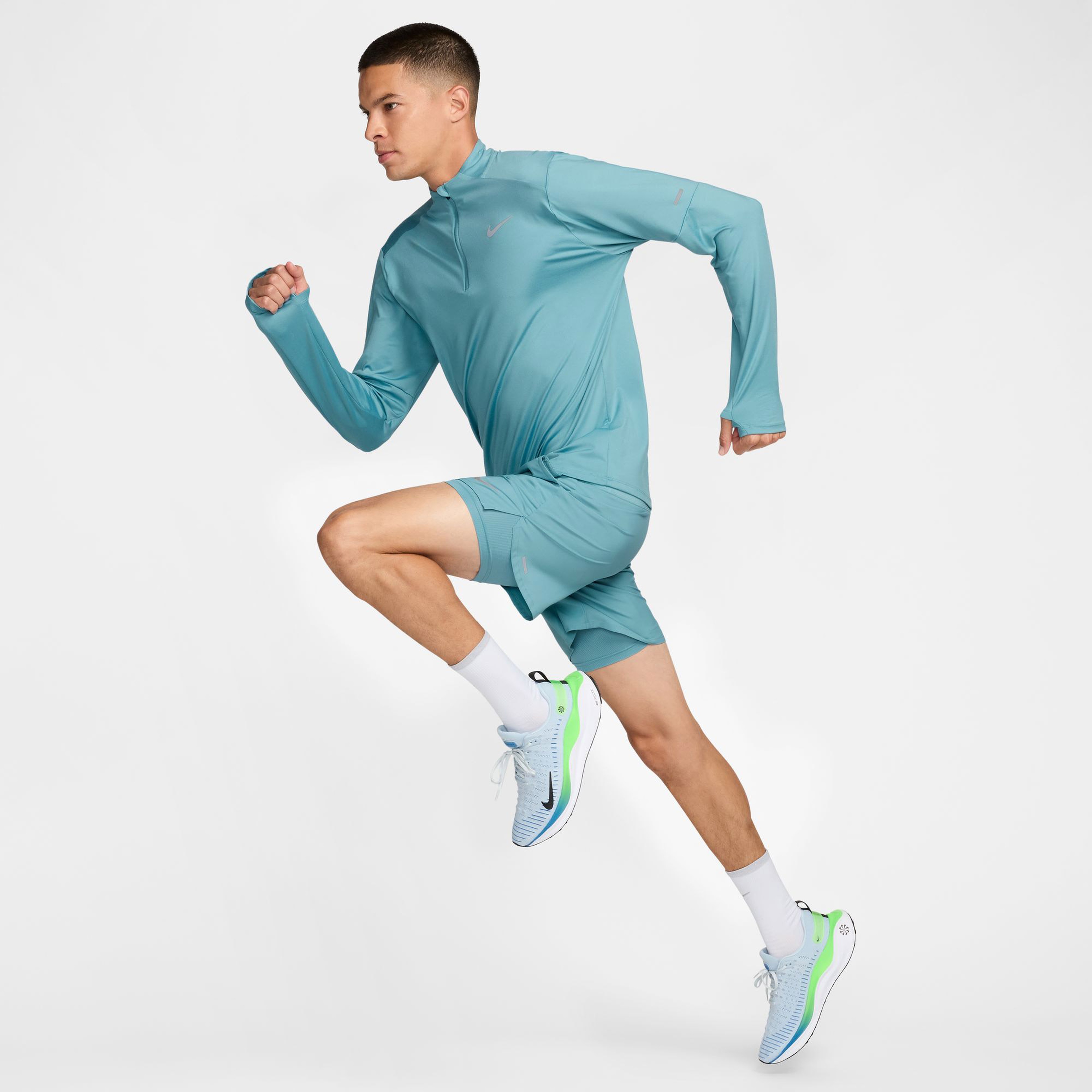 Nike Dri Fit 1/2 Zip Erkek Mavi Koşu Üstü