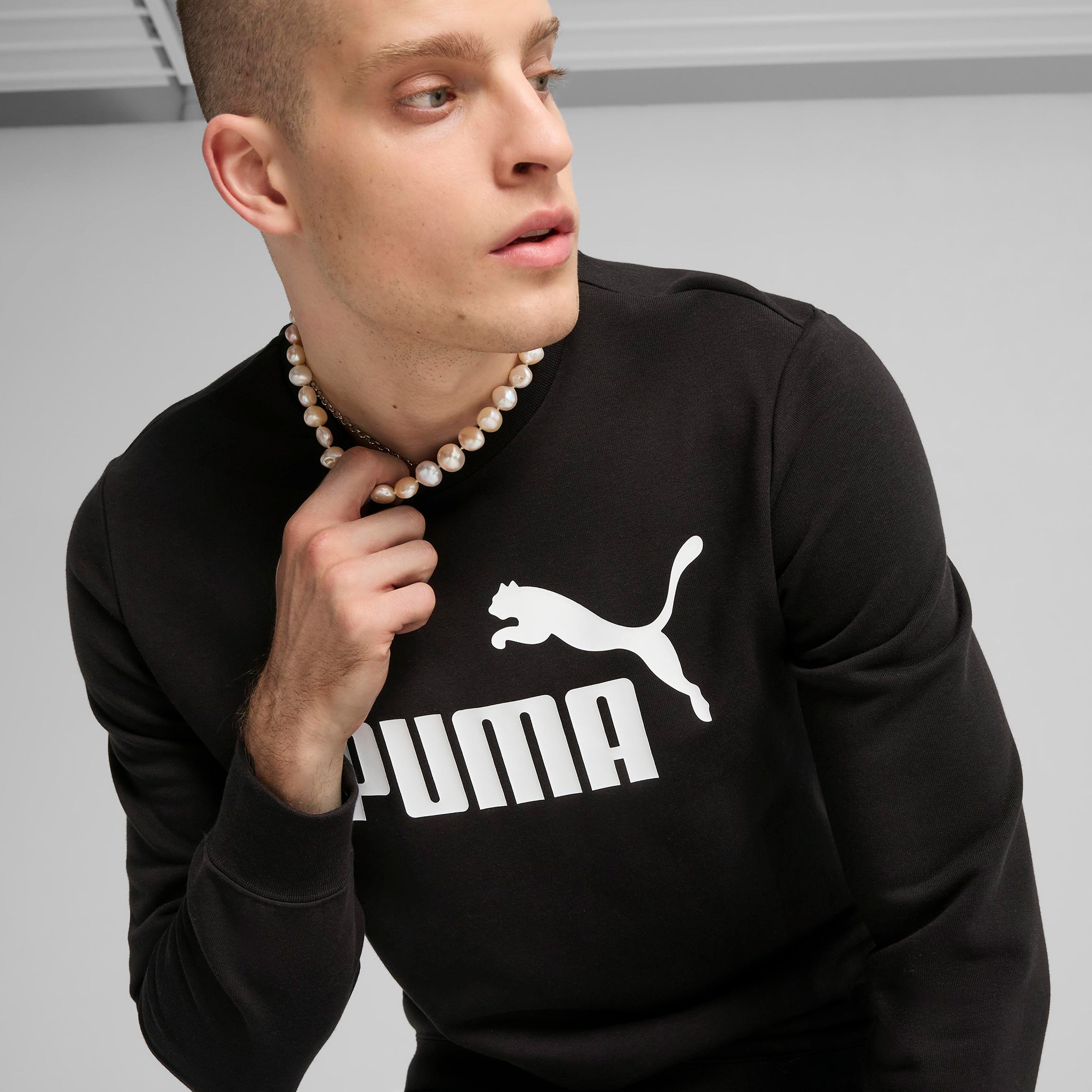 Puma Ess No 1 Logo Crew Erkek Siyah Sweatshirt