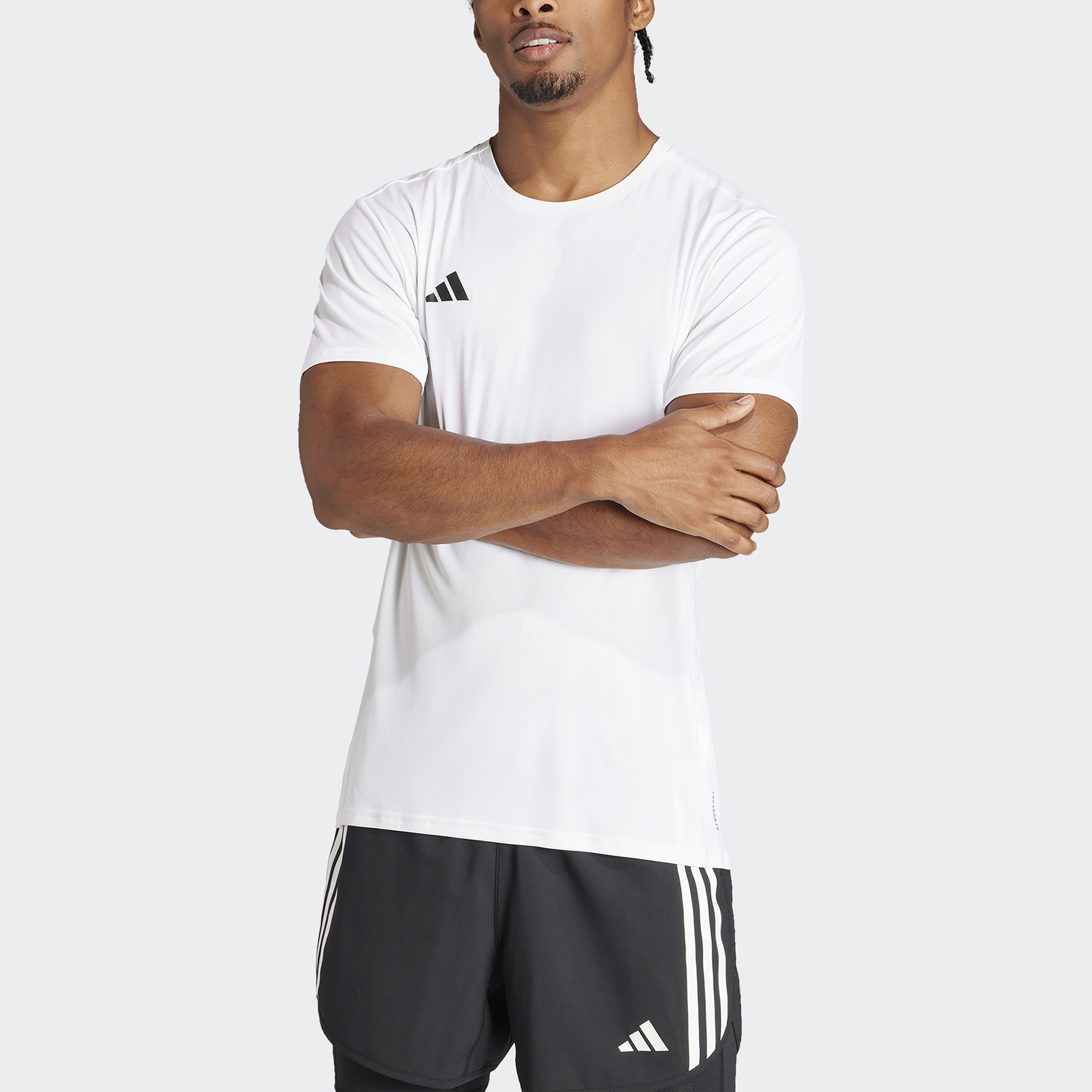 adidas Adizero Essentials Erkek Beyaz Koşu T-Shirtü