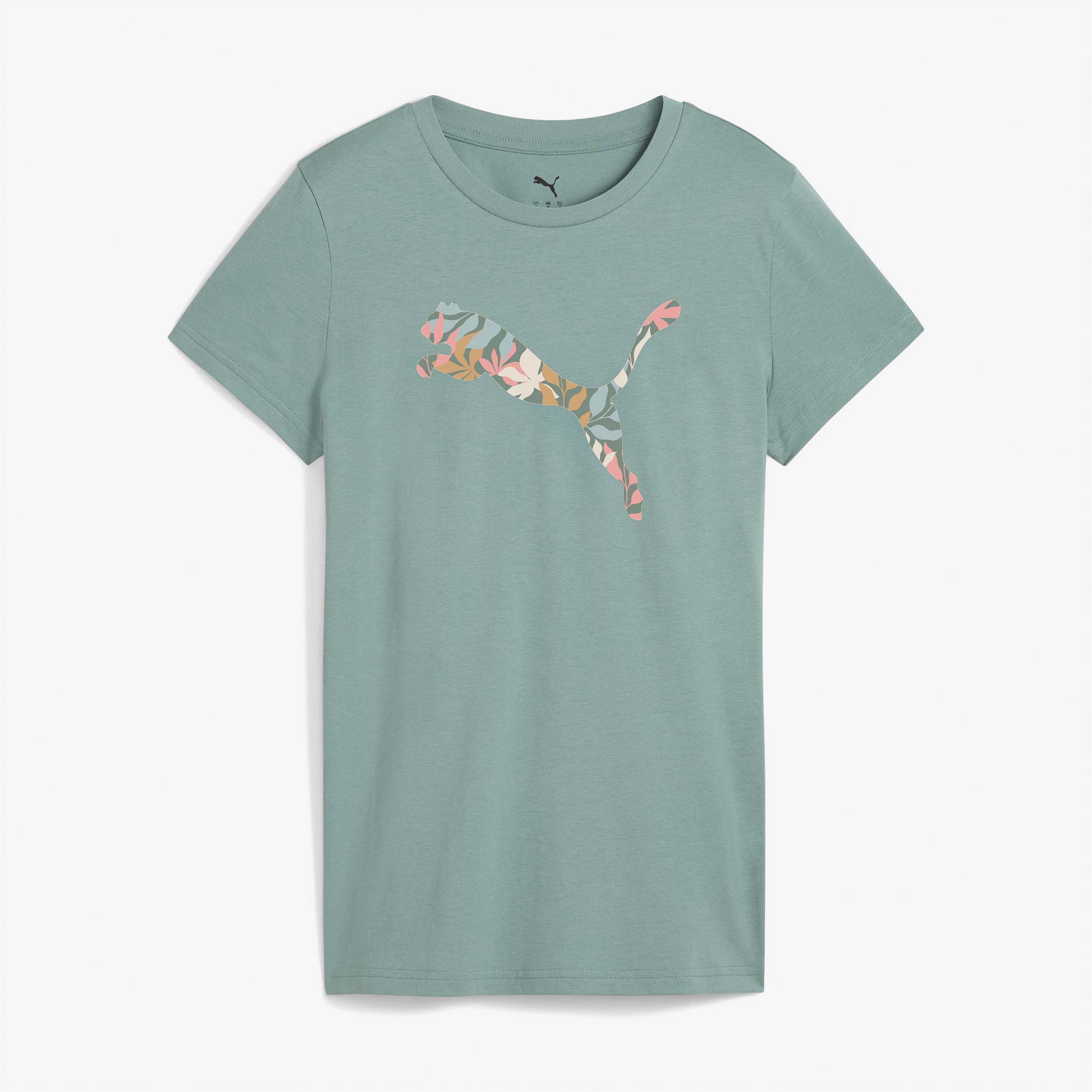 Puma Graphics Floral Cat Logo Kadın Yeşil T-Shirt