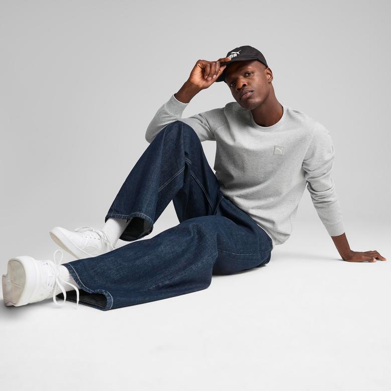 Puma Ess Elevated Crew Erkek Gri Sweatshirt