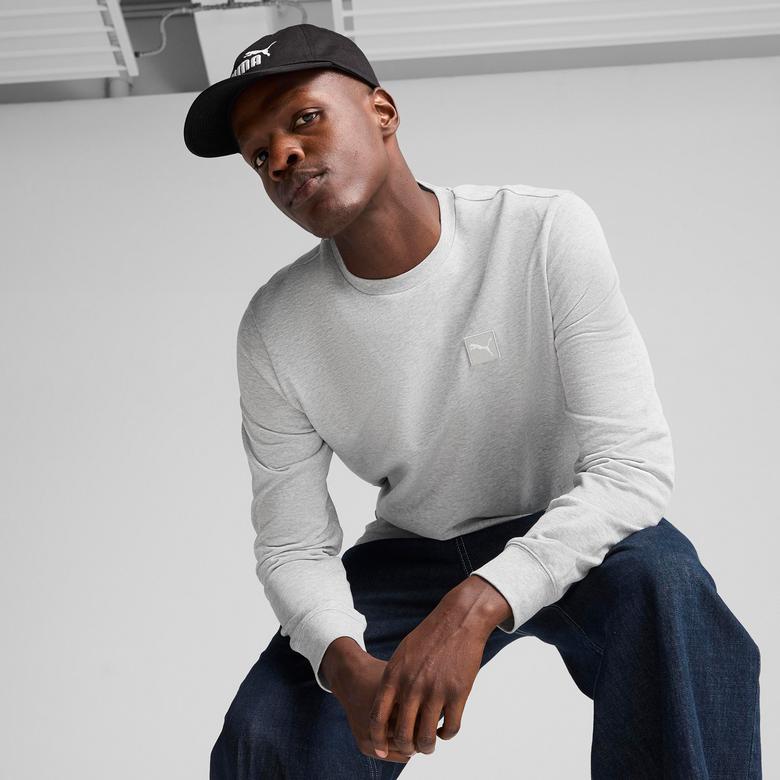 Puma Ess Elevated Crew Erkek Gri Sweatshirt
