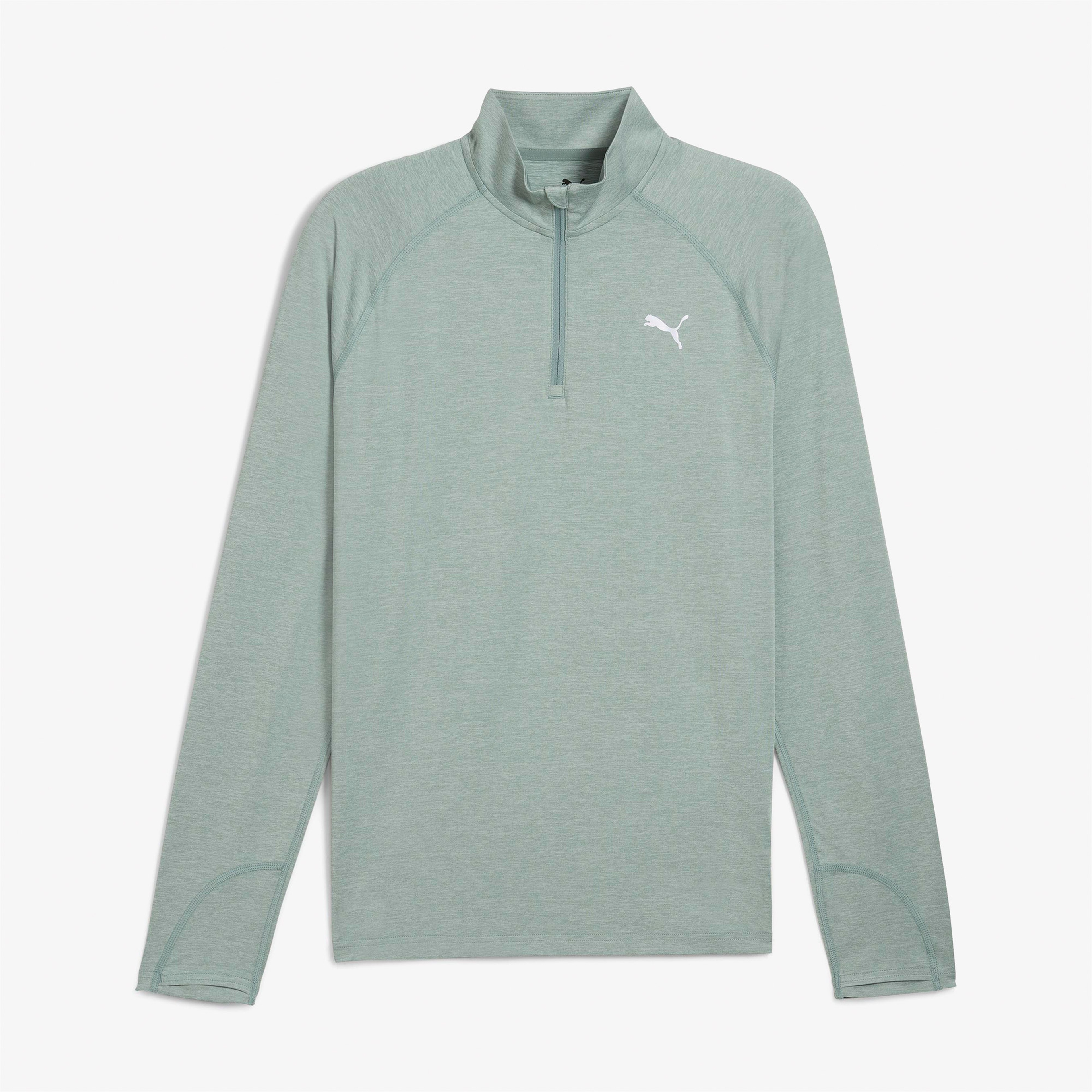 Puma Run Veloty Cldspn 1/4 Zip Erkek Yeşil Sweatshirt