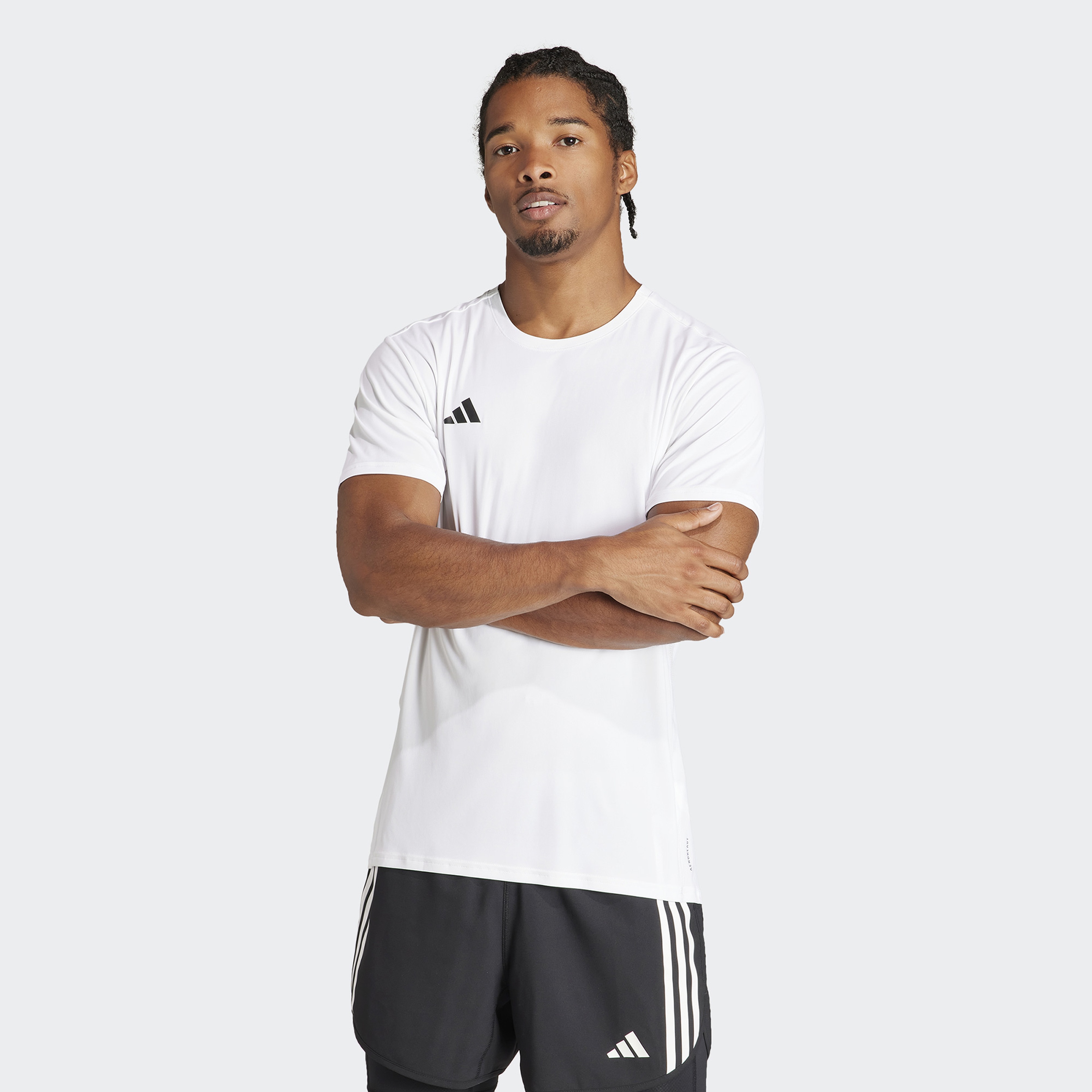 adidas Adizero Essentials Erkek Beyaz Koşu T-Shirtü