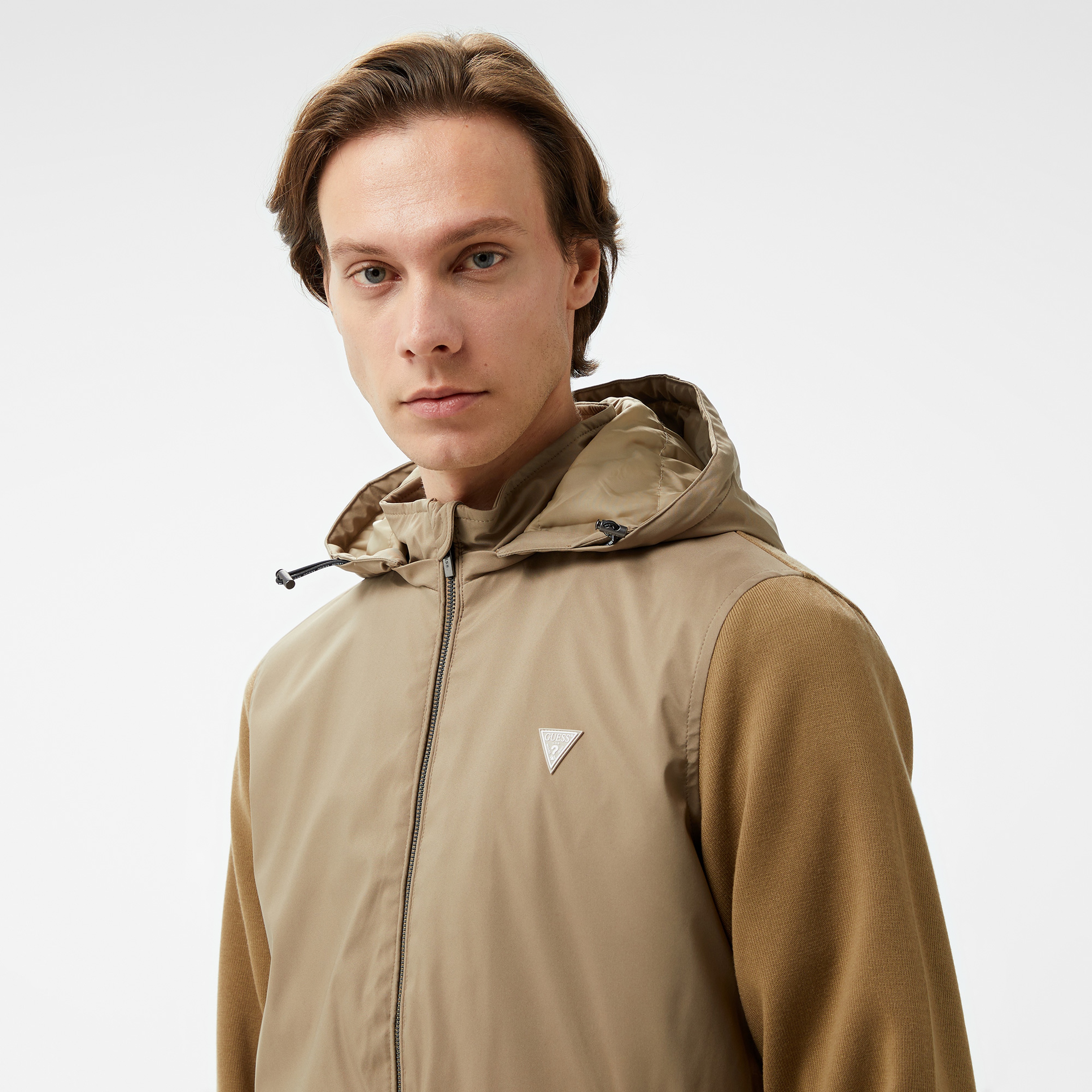 Guess Knitted Wındbreaker Warm Touch Erkek Bej Rüzgarlık