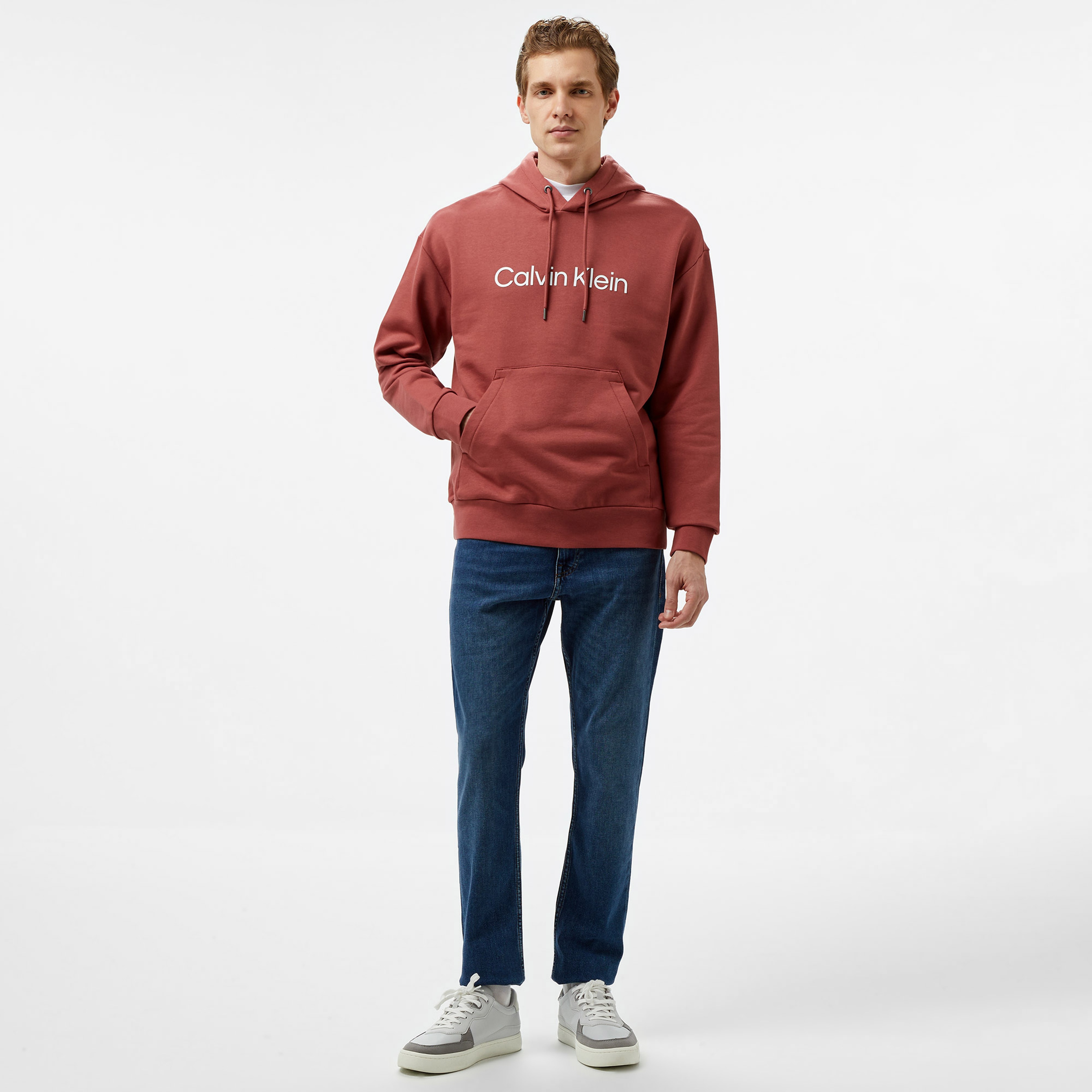 Calvin Klein Hero Logo Comfort Erkek Kırmızı Hoodie