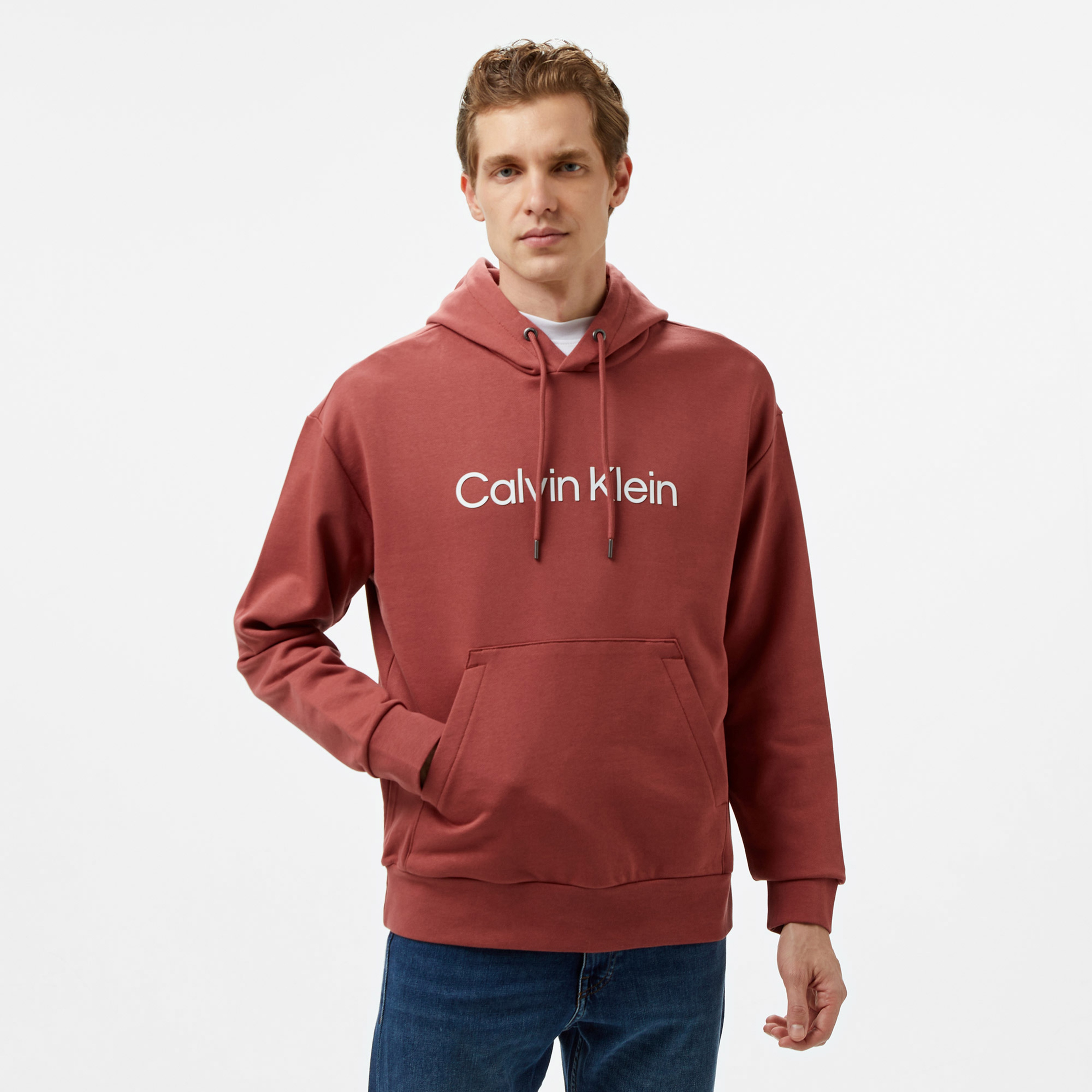 Calvin Klein Hero Logo Comfort Erkek Kırmızı Hoodie