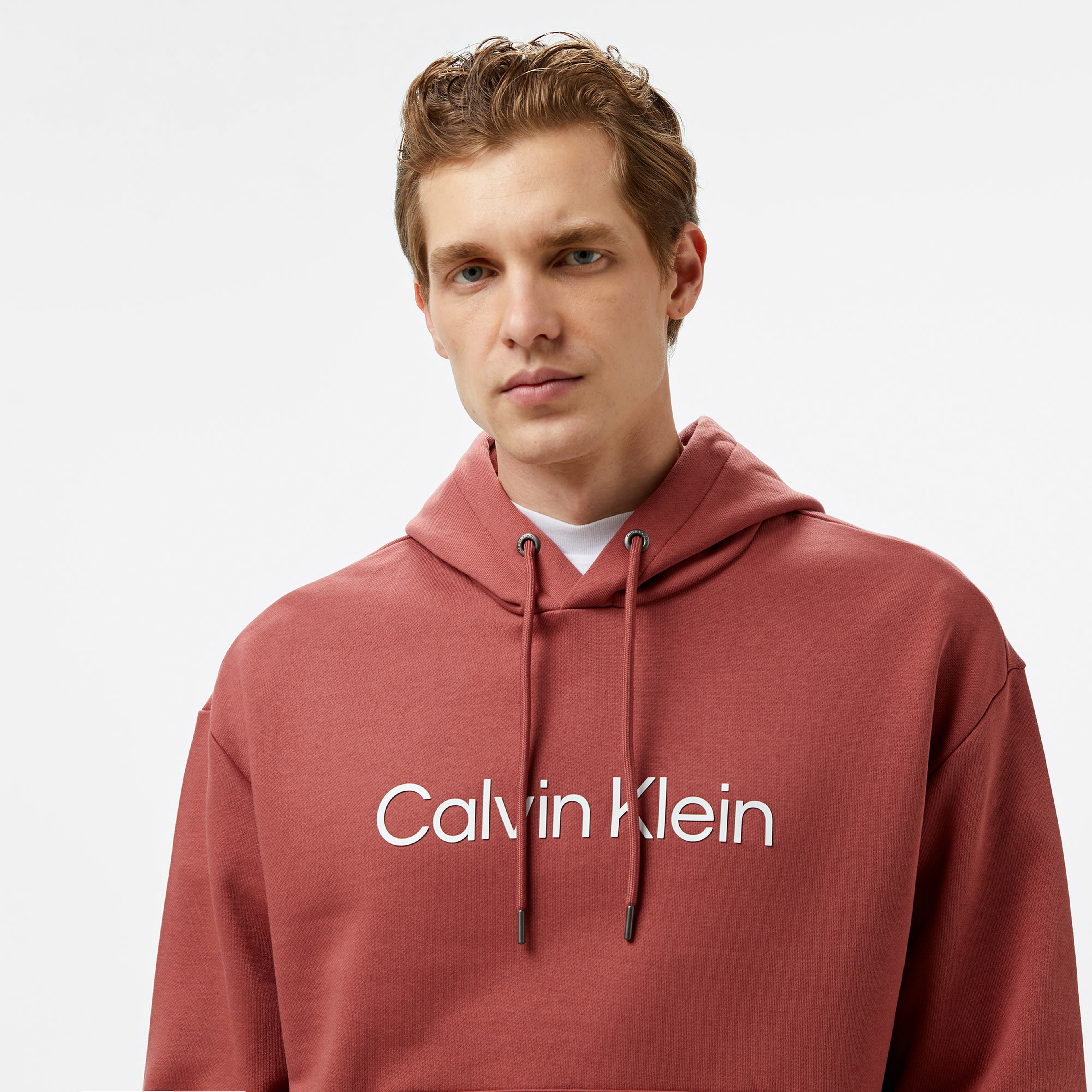 Calvin Klein Hero Logo Comfort Erkek Kırmızı Hoodie