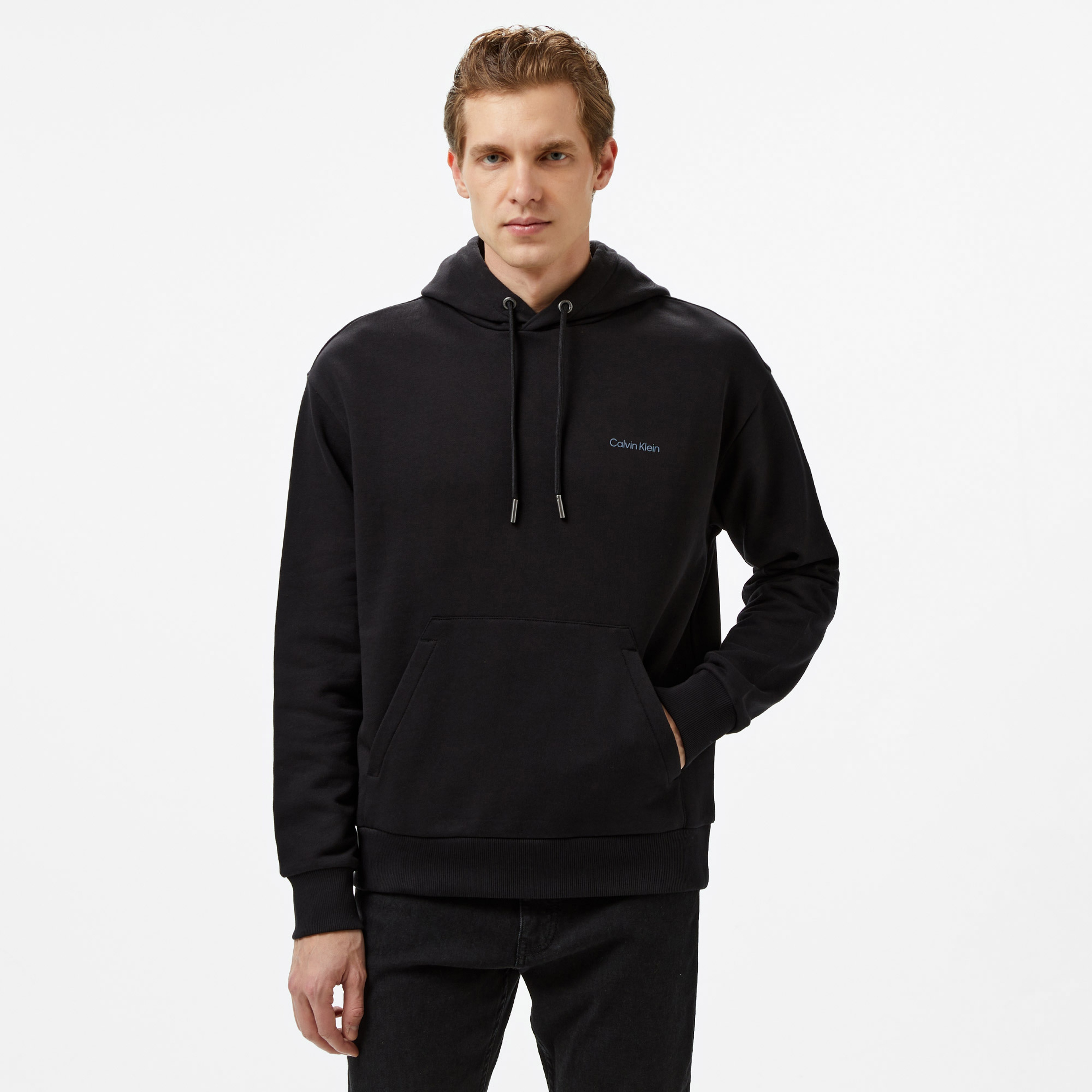 Calvin Klein Vertical Lines Graphic Erkek Siyah Hoodie