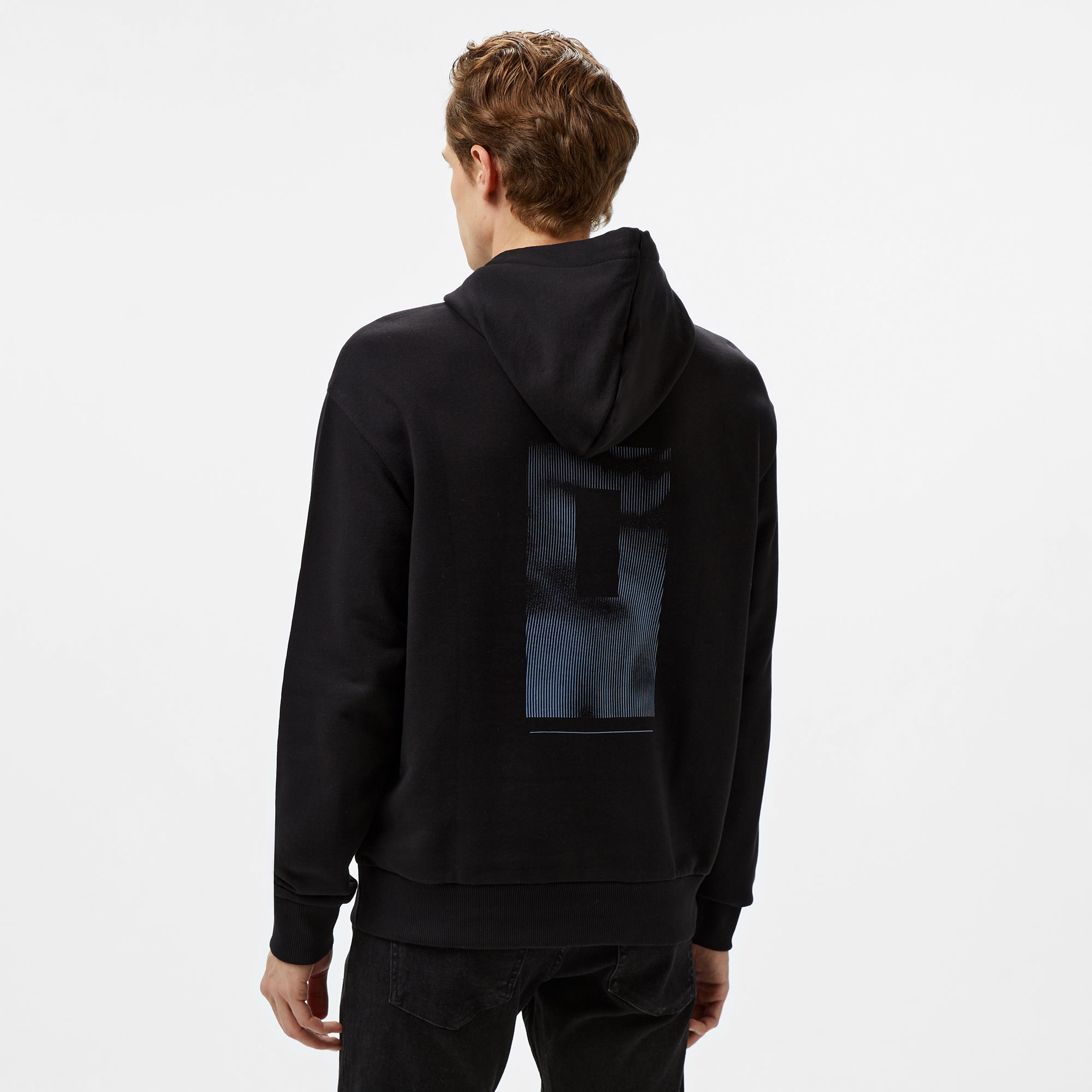 Calvin Klein Vertical Lines Graphic Erkek Siyah Hoodie