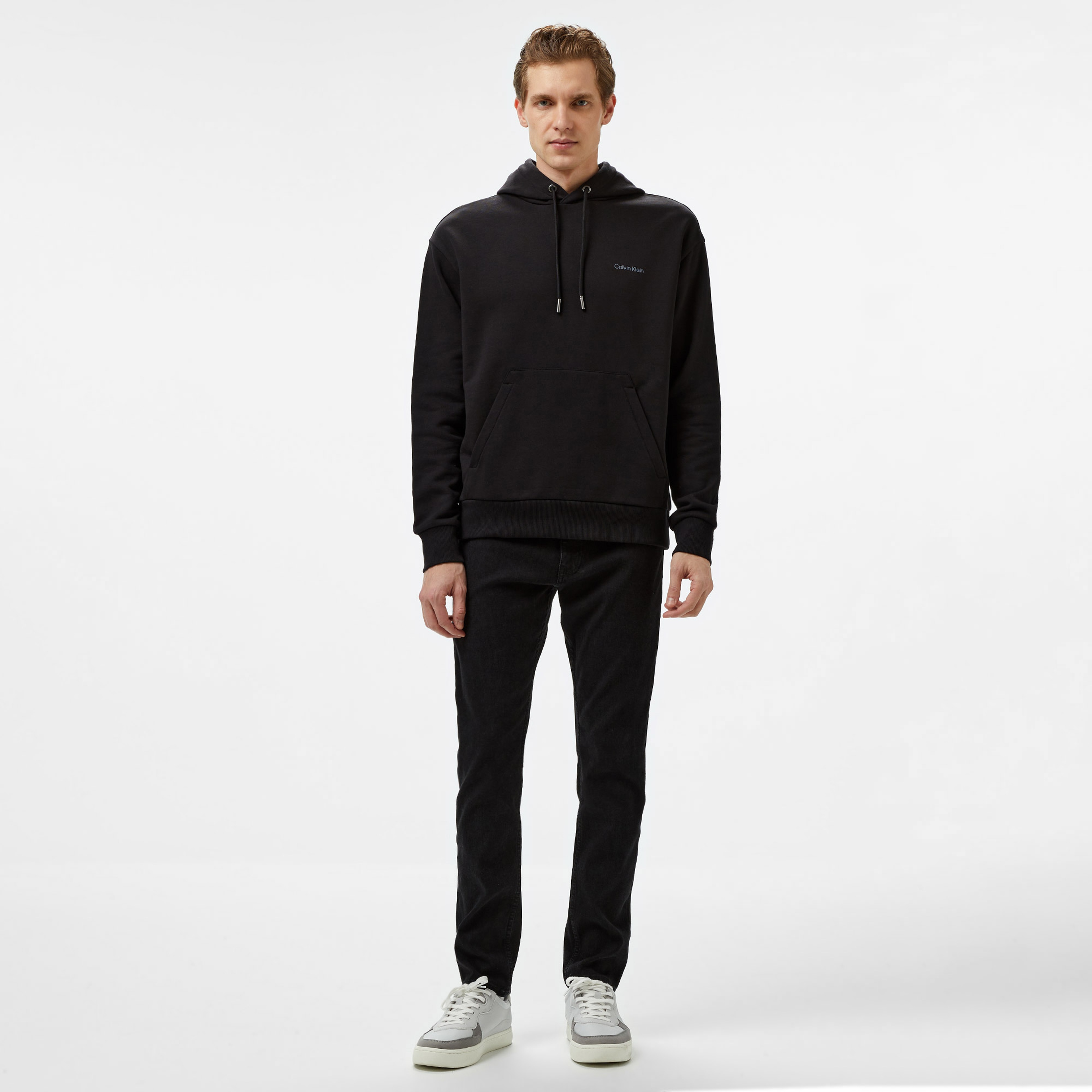 Calvin Klein Vertical Lines Graphic Erkek Siyah Hoodie