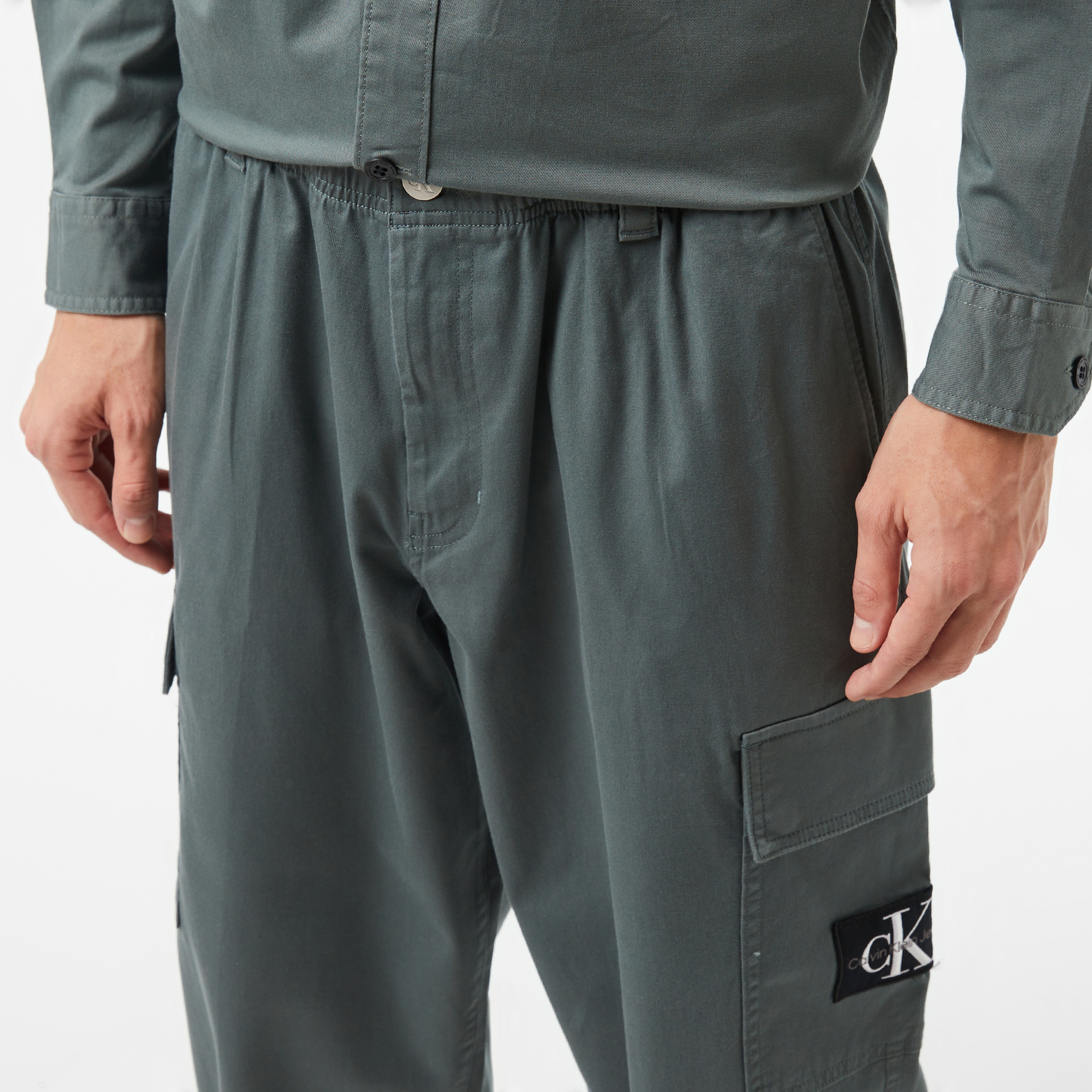 Calvin Klein Jeans Regular Straight Erkek Gri Kargo Pantolon