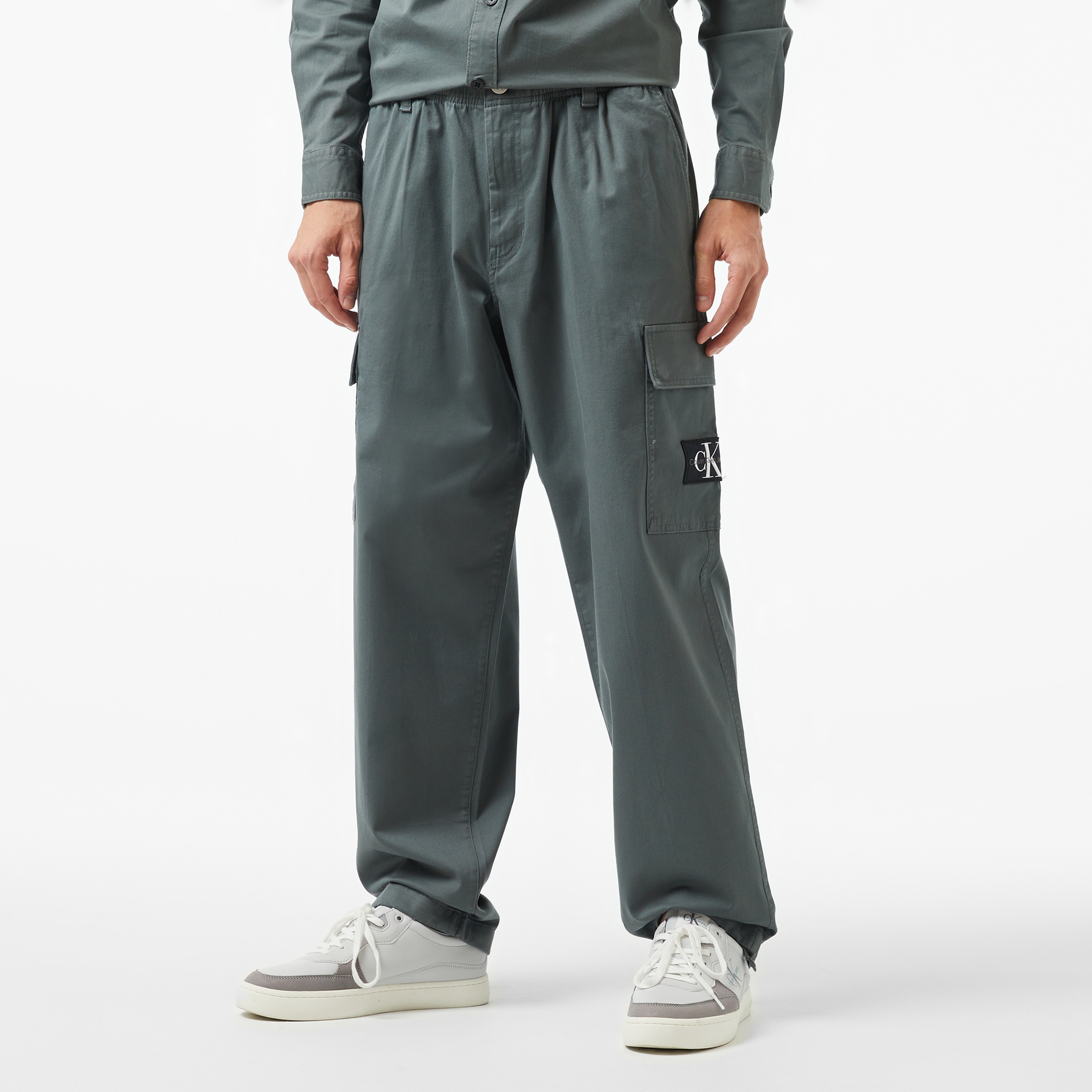 Calvin Klein Jeans Regular Straight Erkek Gri Kargo Pantolon