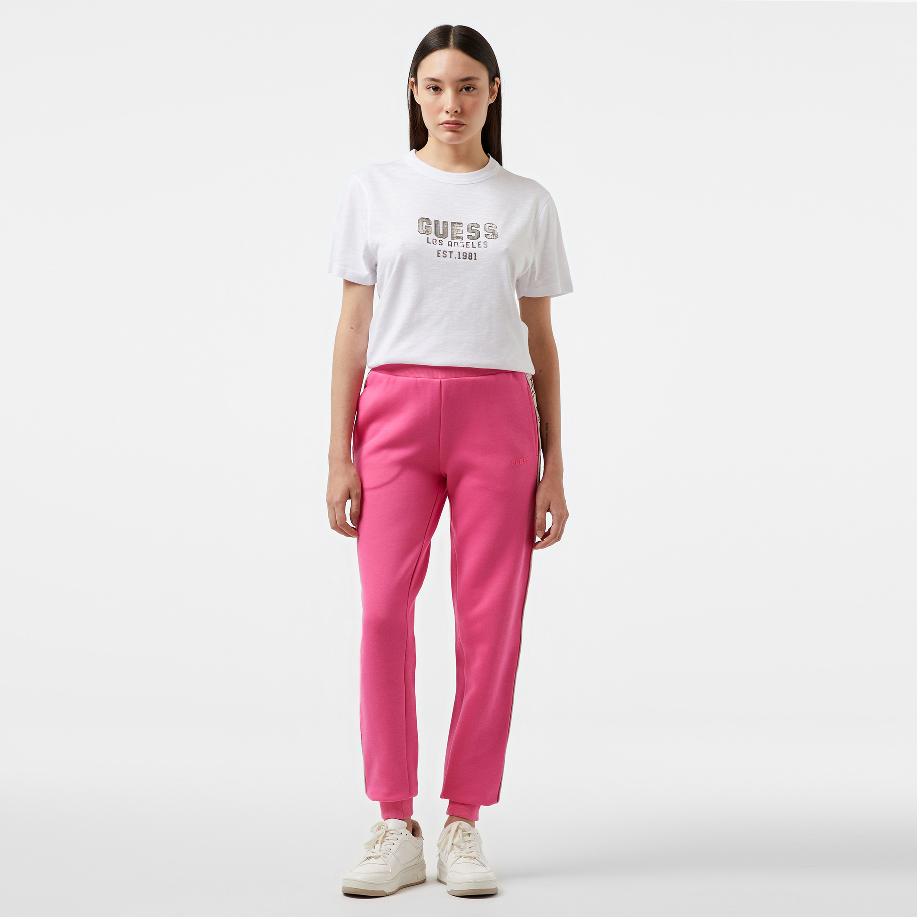 Guess Britney Jogger Punto Milano 300 Kadın Pembe Eşofman Altı