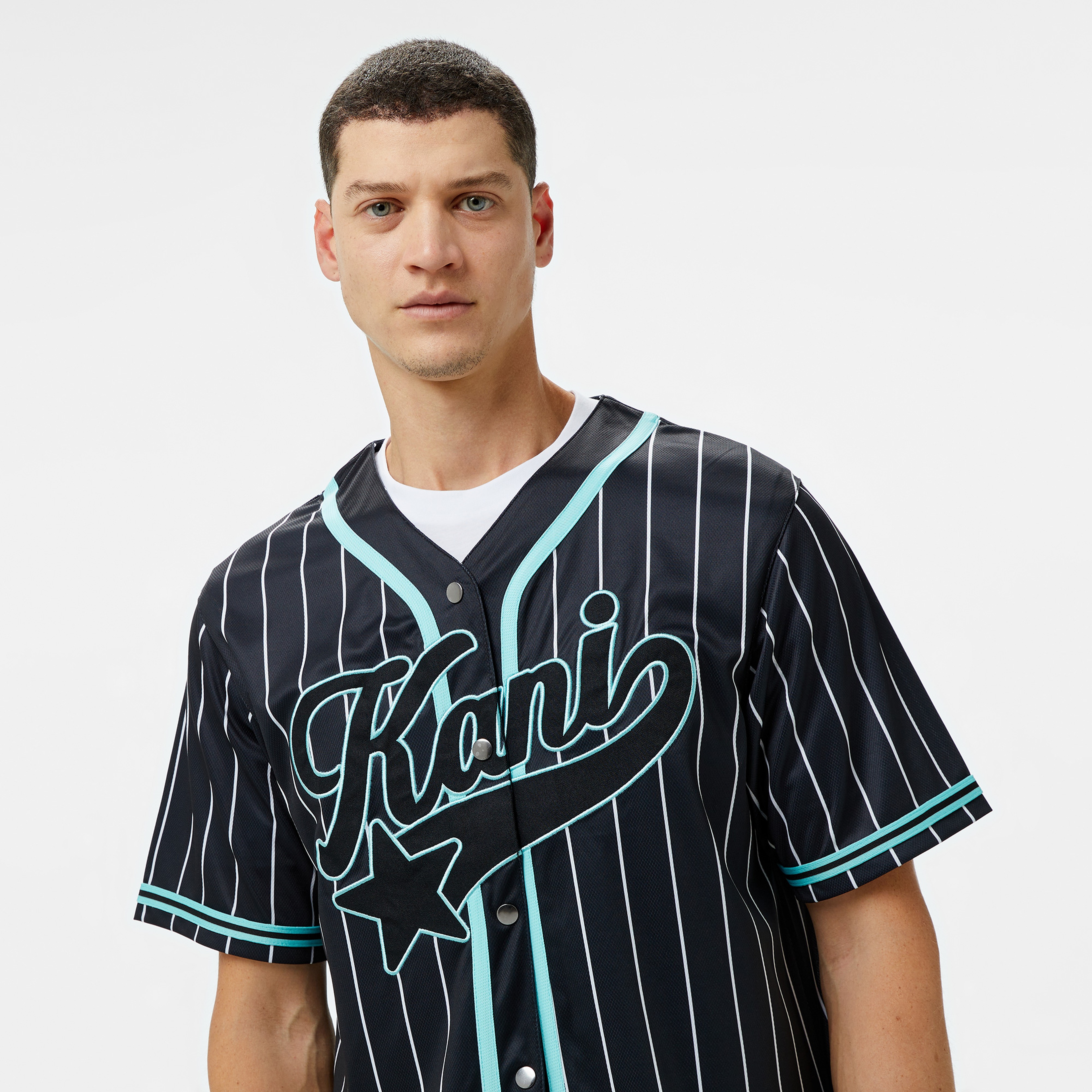 Karl Kani Kani Star Logo Pinstripe Baseball Erkek Siyah Gömlek