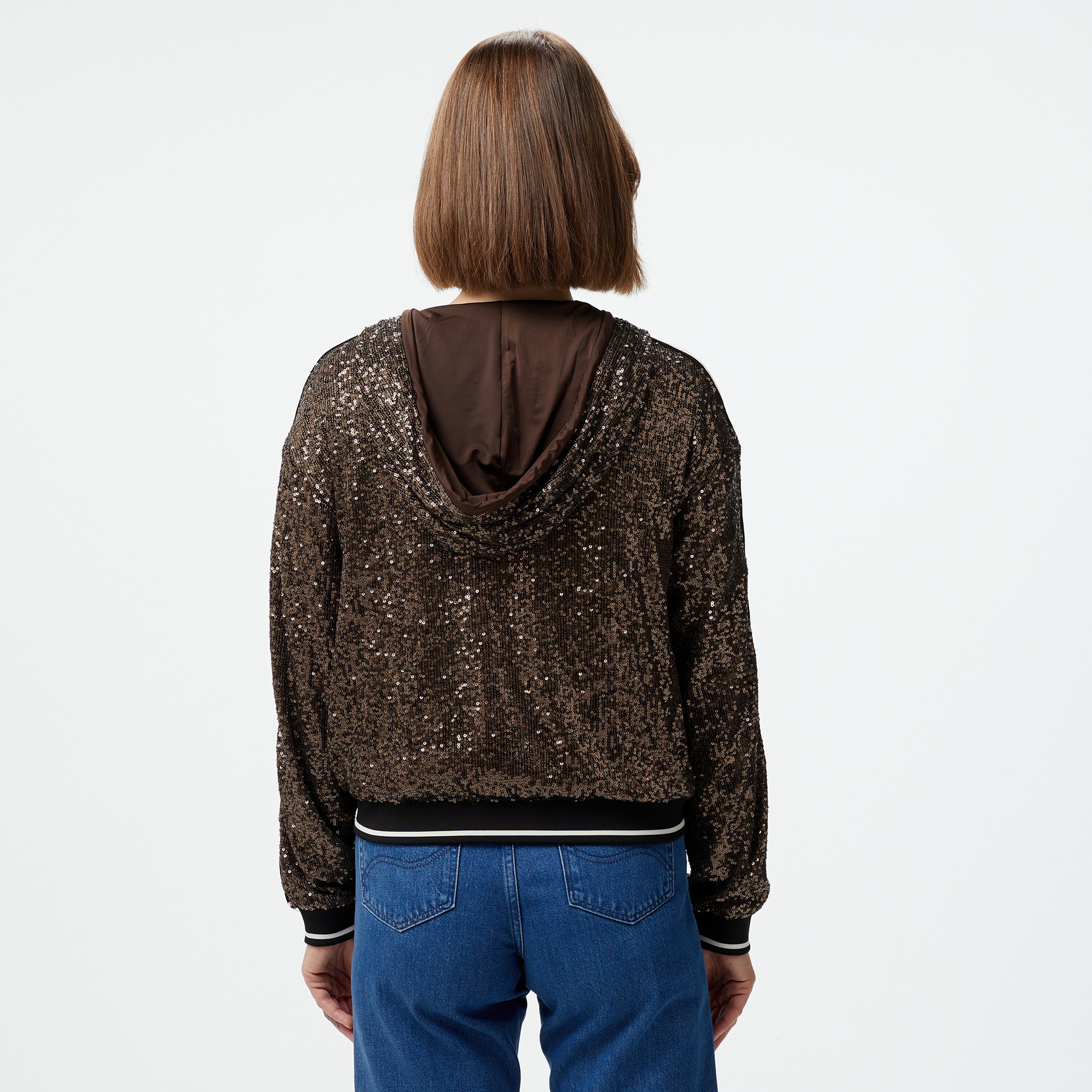 Guess Mini Sequins Full Kadın Yeşil Sweatshirt