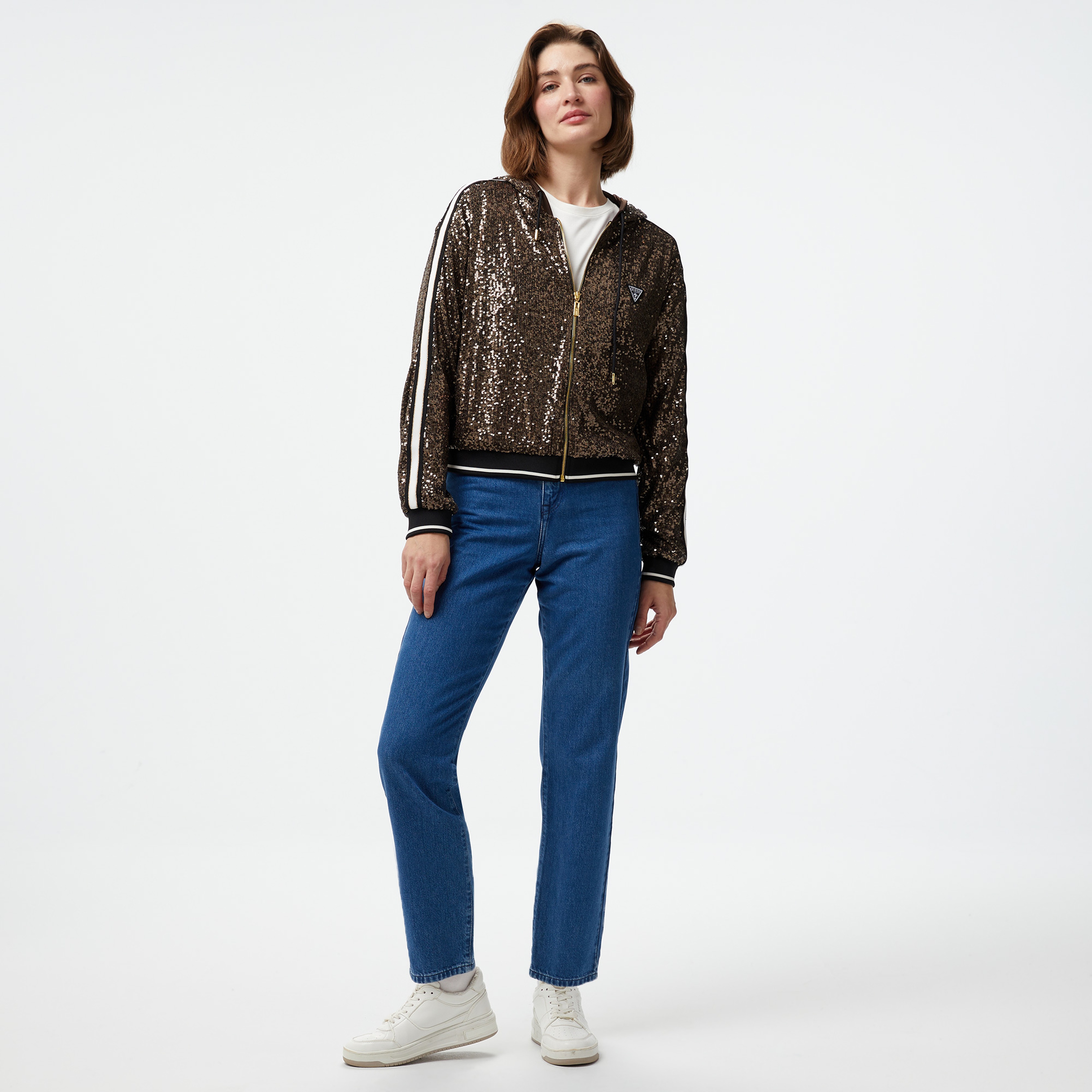 Guess Mini Sequins Full Kadın Yeşil Sweatshirt