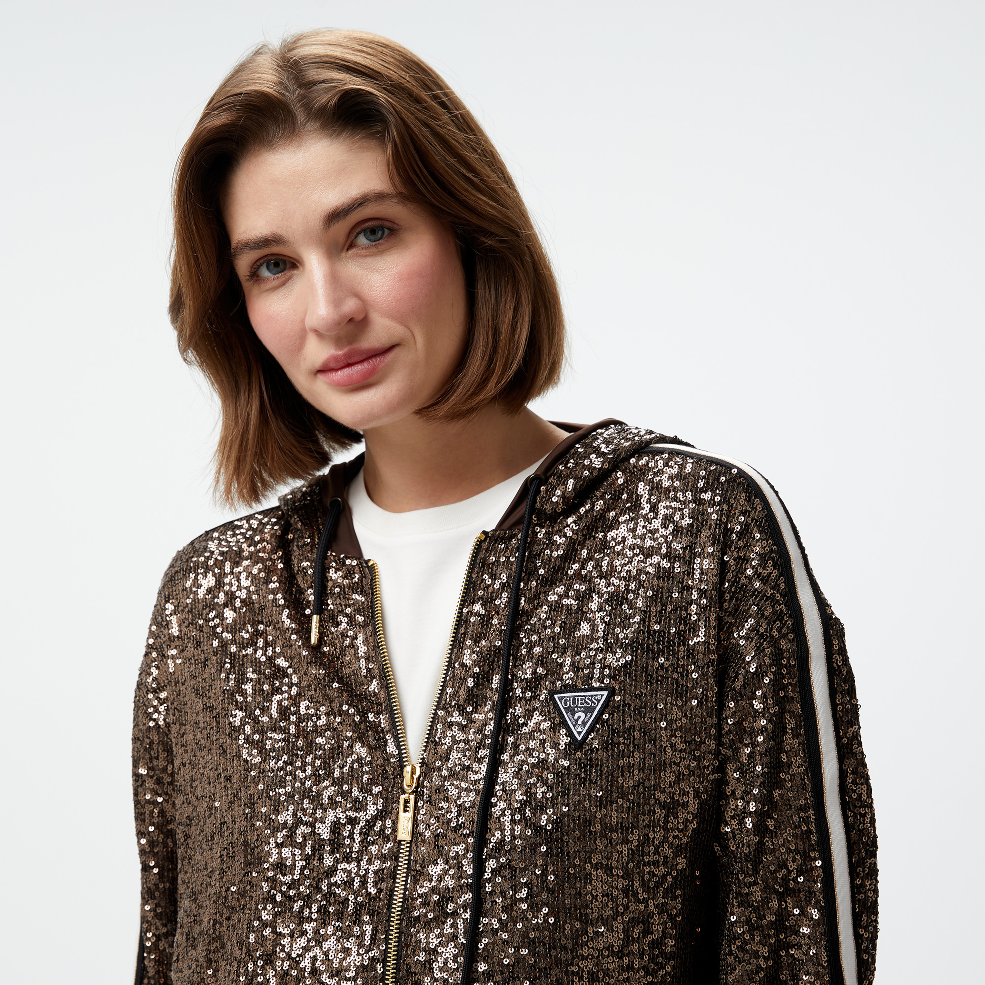 Guess Mini Sequins Full Kadın Yeşil Sweatshirt