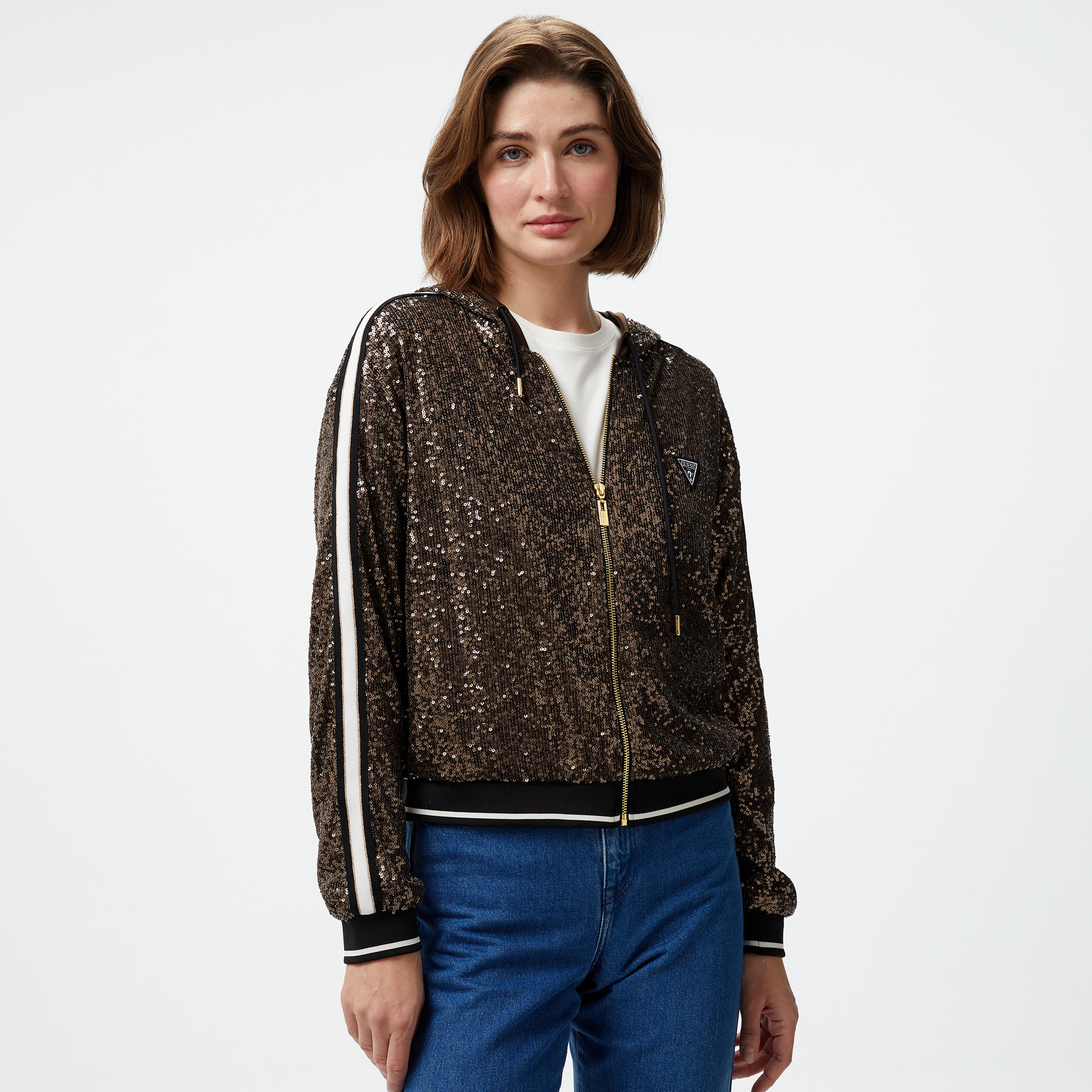 Guess Mini Sequins Full Kadın Yeşil Sweatshirt