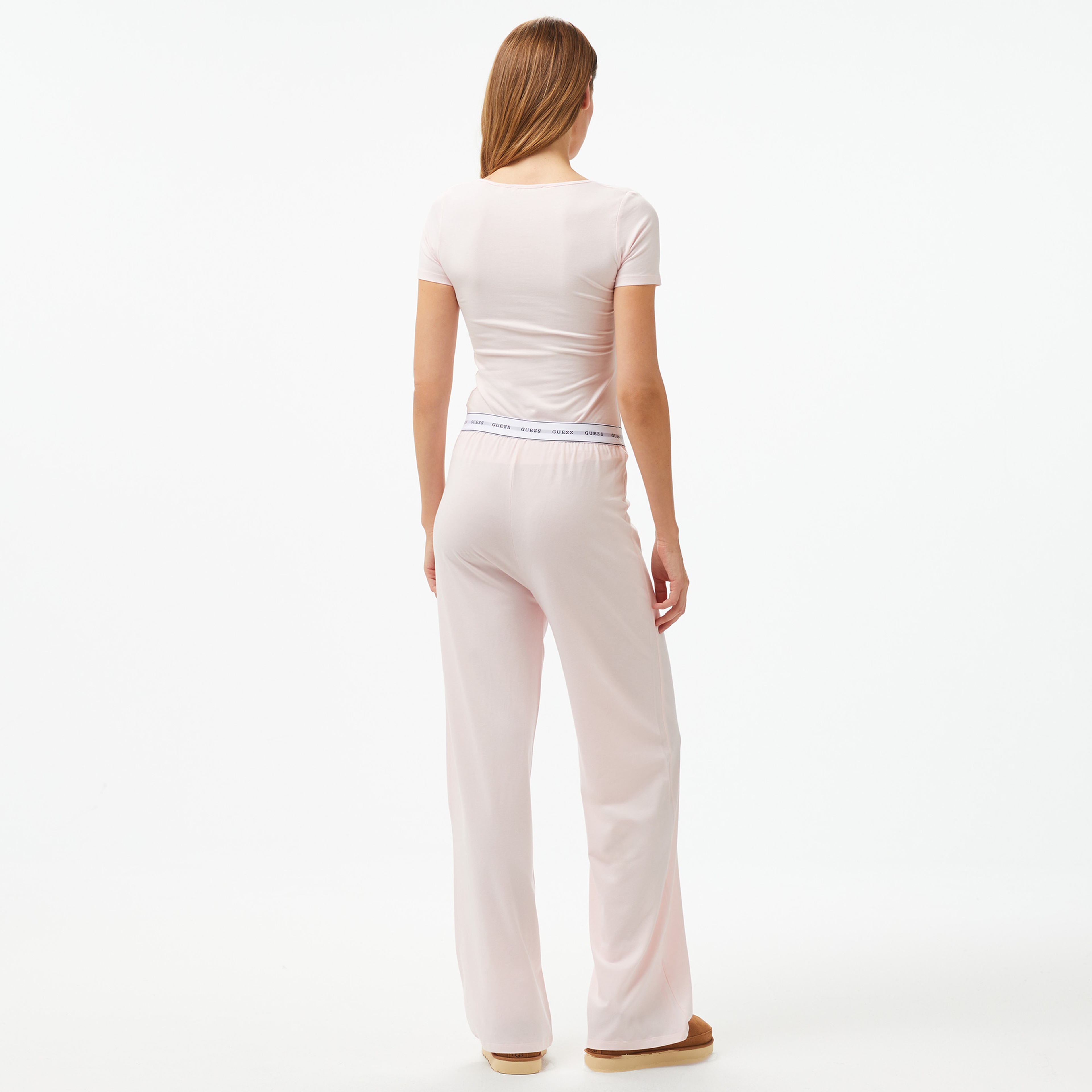 Guess Carrie Set Eco Cuddle Jersey Kadın Pembe Pijama Takımı