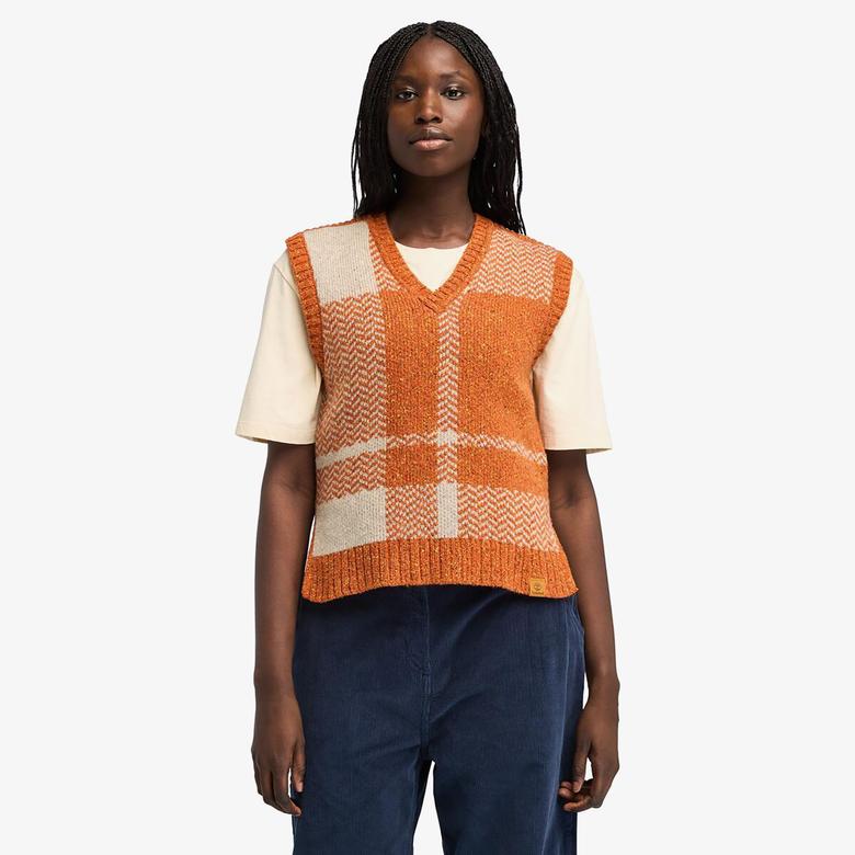 Timberland Wool Blend Vest Kadın Kahverengi Süveter