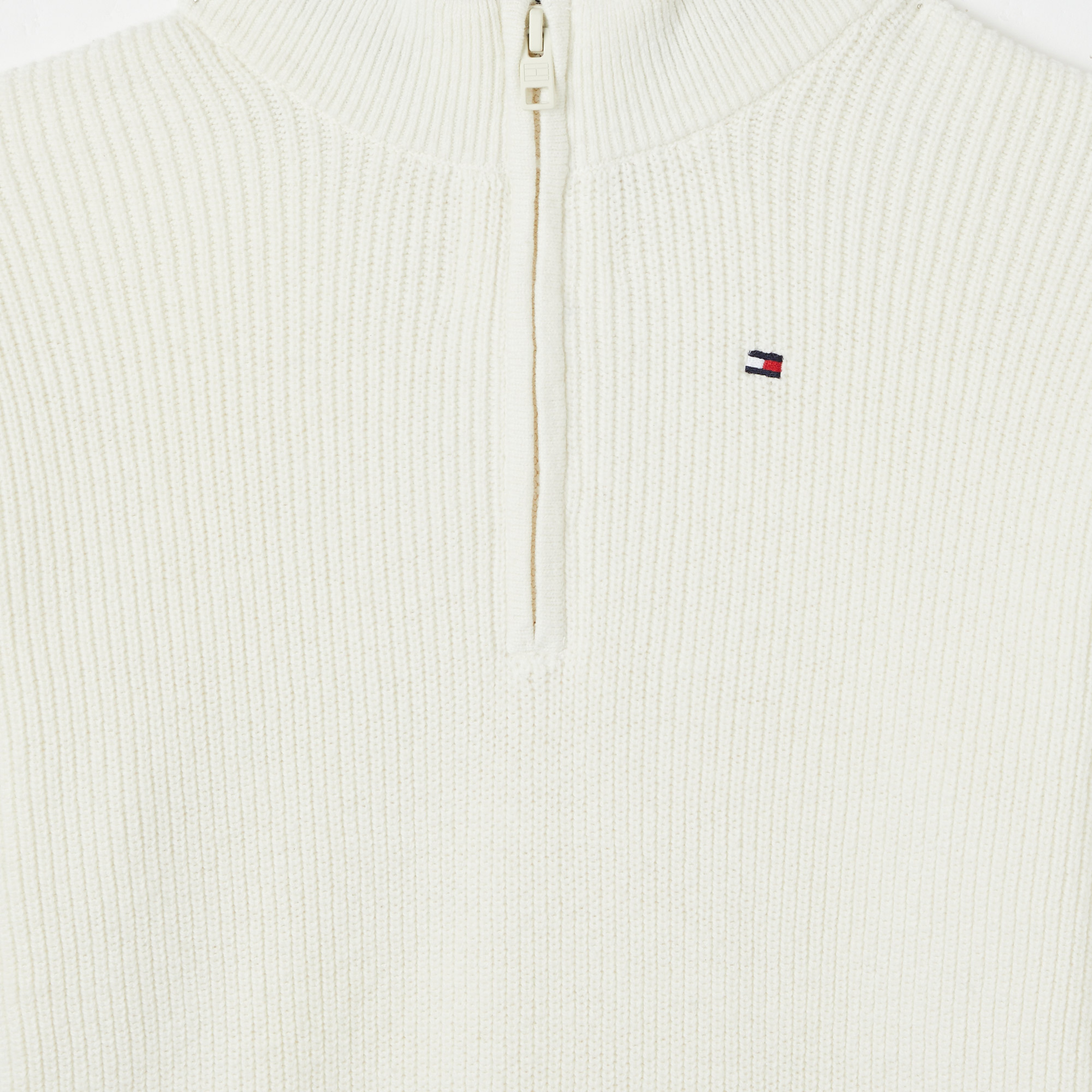 Tommy Hilfiger Turtleneck Half Zip Çocuk Beyaz Kazak