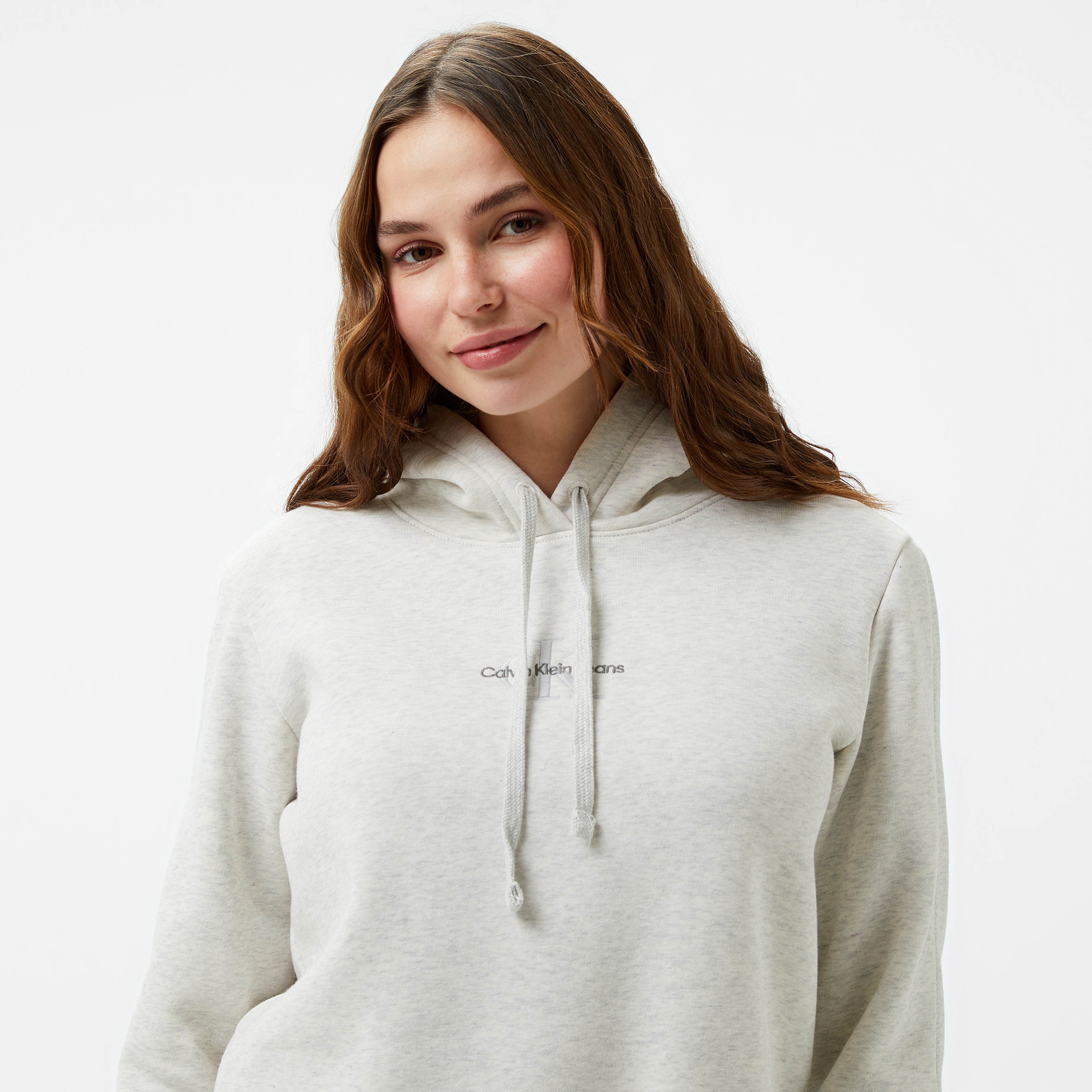 Calvin Klein Jeans Monologo Regular Kadın Gri Hoodie