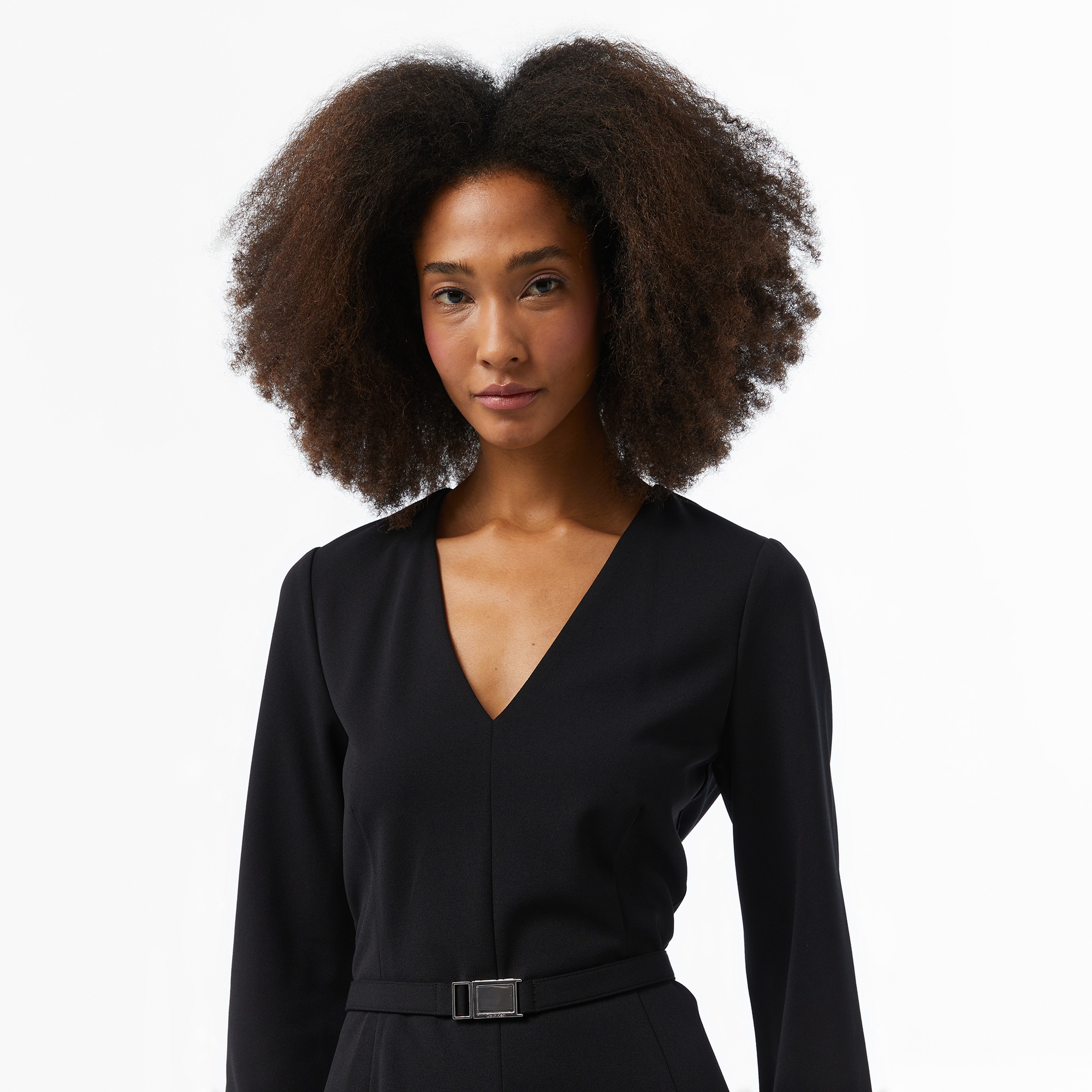 Calvin Klein Scuba Crepe Draped Kadın Siyah Elbise