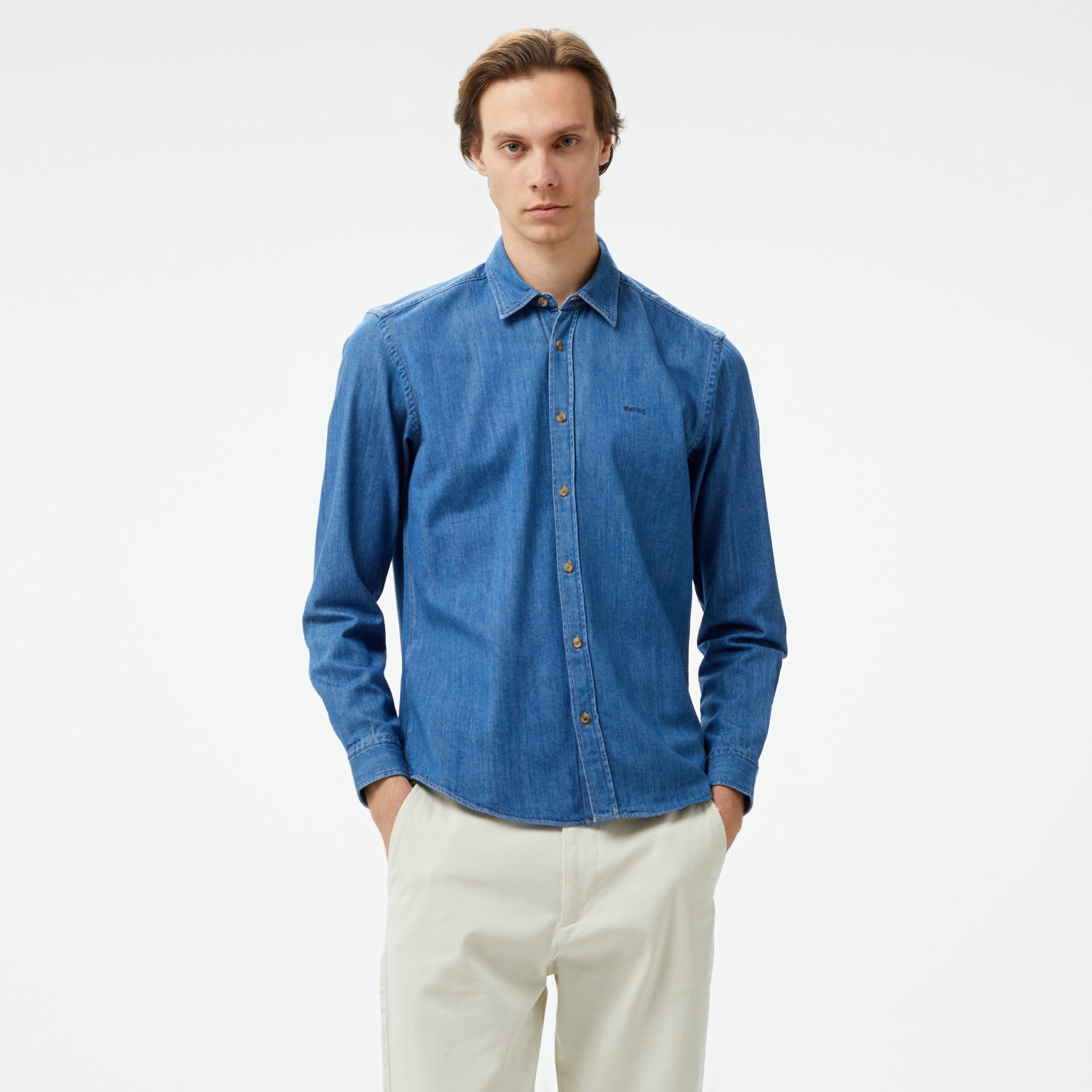 Boss Liam Kent 243 Denim Erkek Lacivert Gömlek
