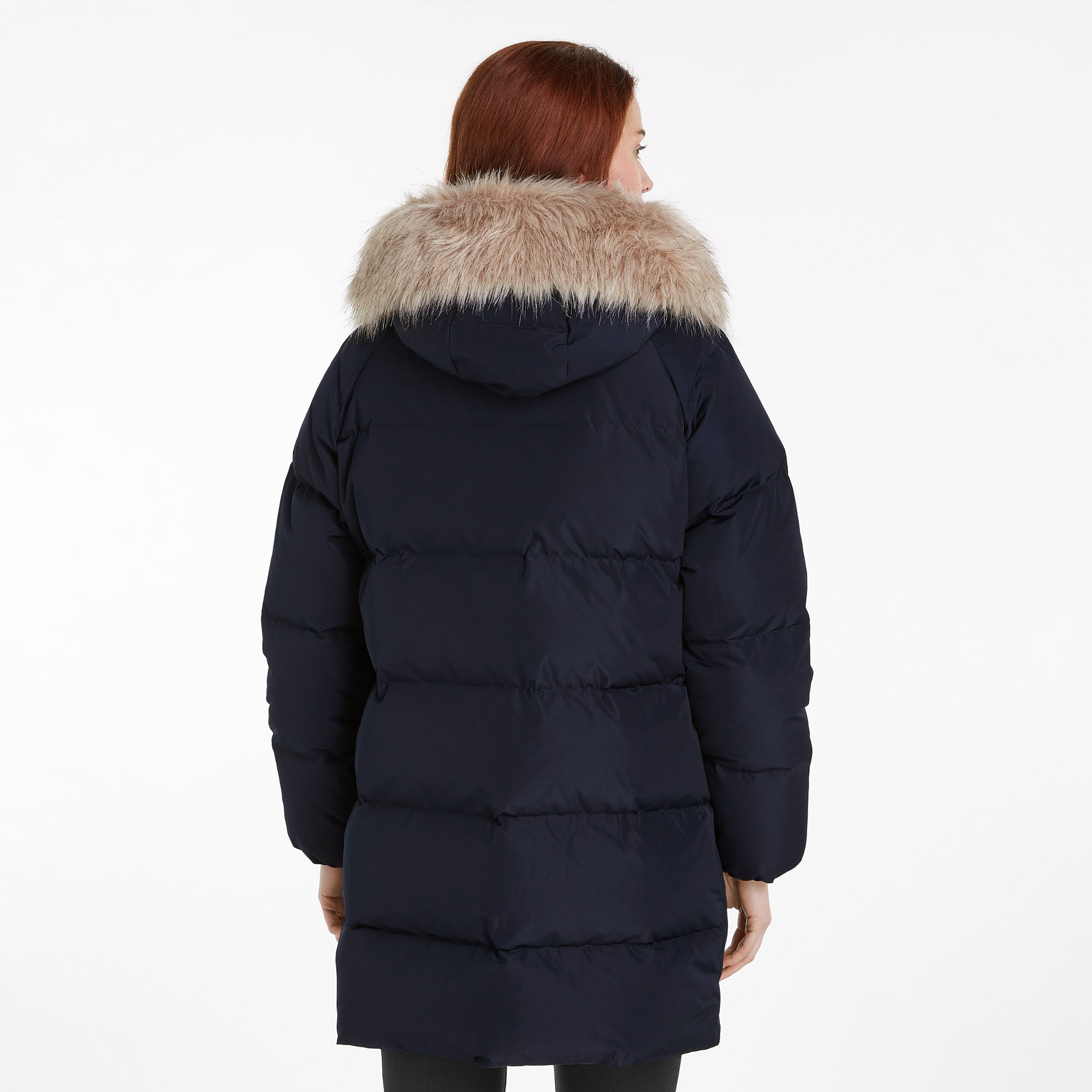 Tommy Hilfiger Down Wıth Fur Kadın Mavi Mont