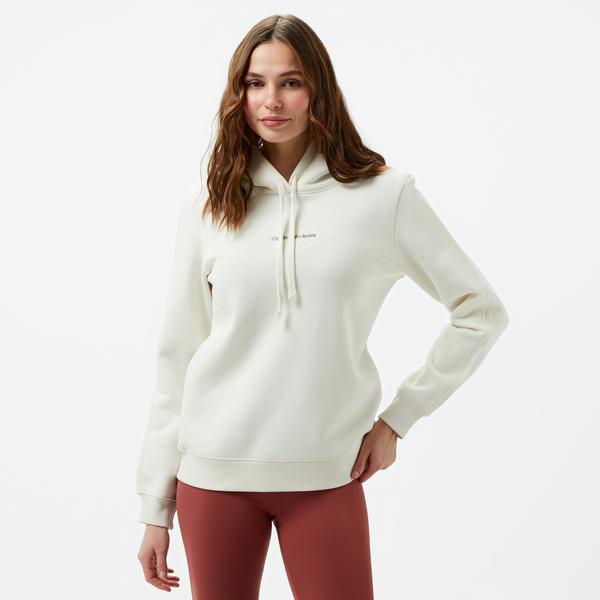 Calvin Klein Jeans Monologo Regular Kadın Beyaz Hoodie
