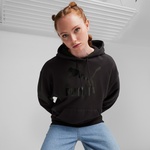 Puma Classics Shiny Logo Kadın Siyah Sweatshirt