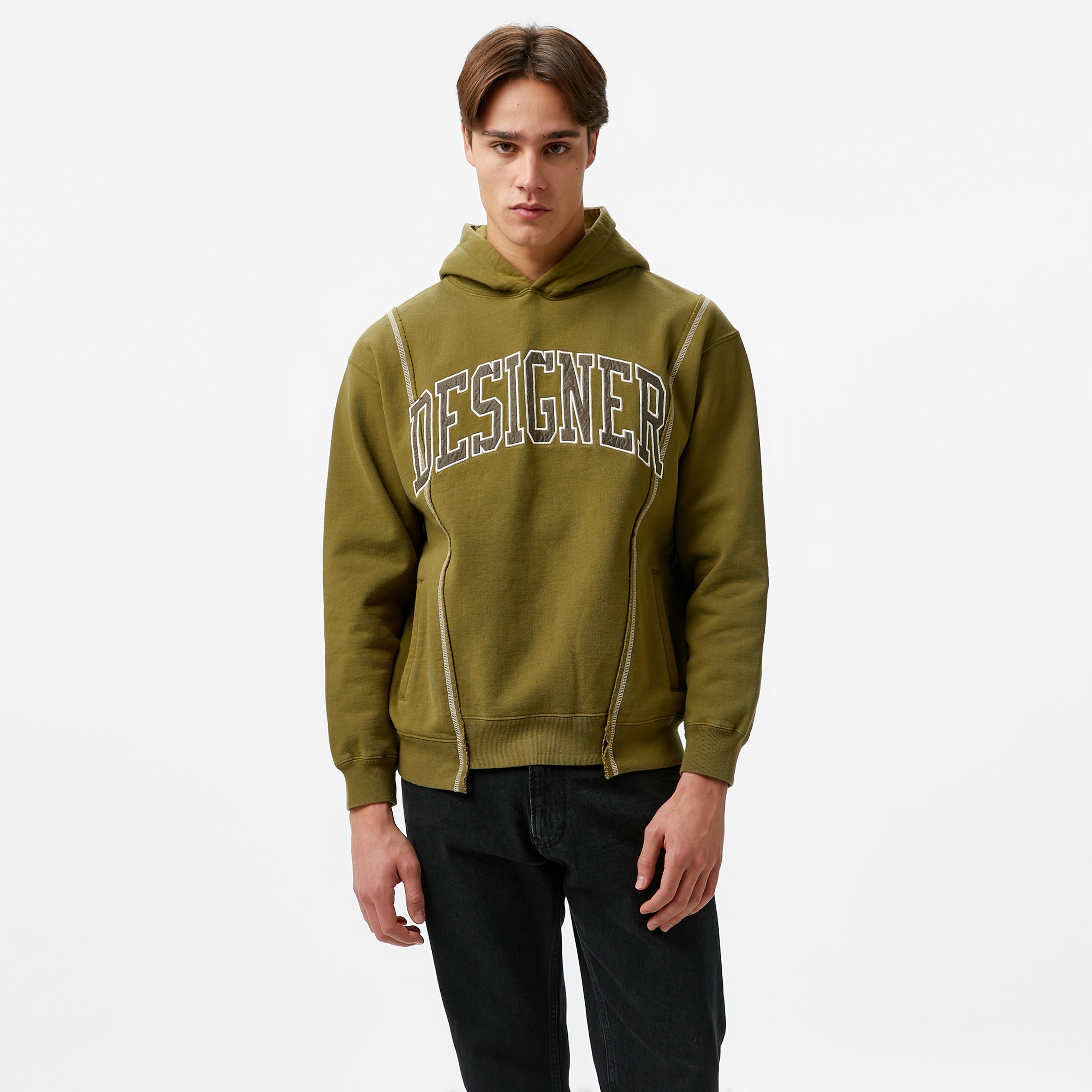 Market Designer Split Erkek Haki Sweatshirt