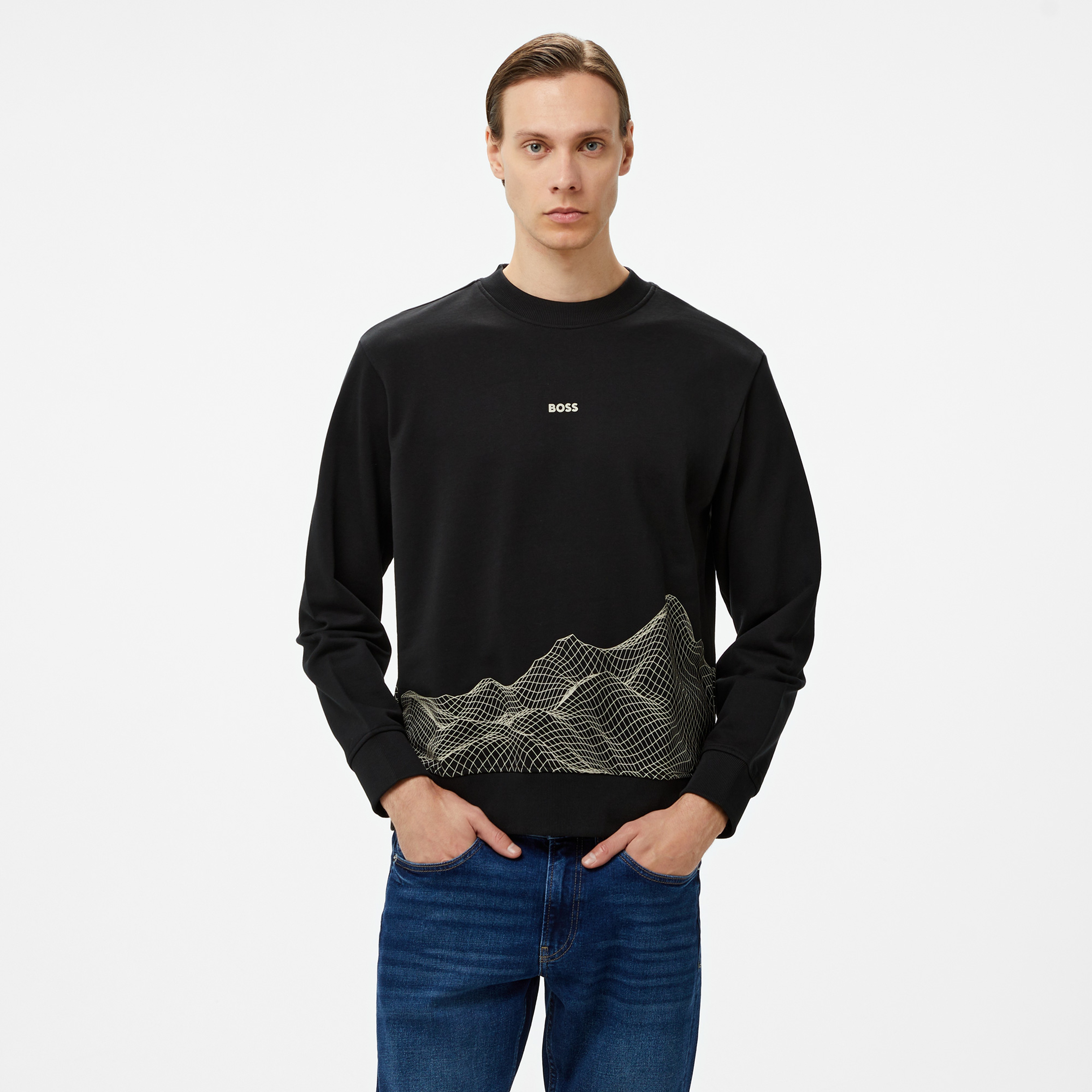 Boss We surface Erkek Siyah Sweatshirt