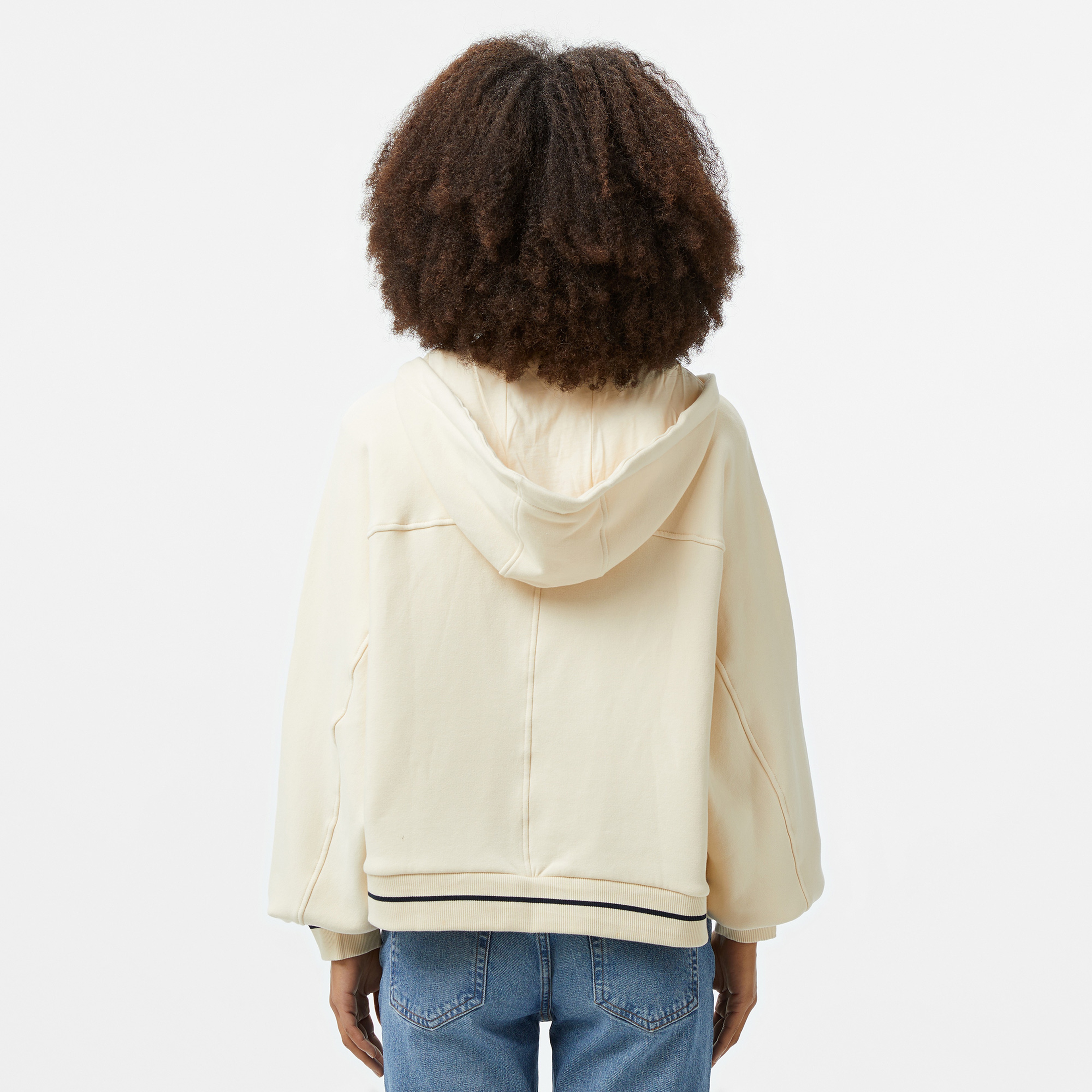 Guess Nıa Full Zip Sweatsh Poly Str Fleece 425 Kadın Beyaz Sweatshirt