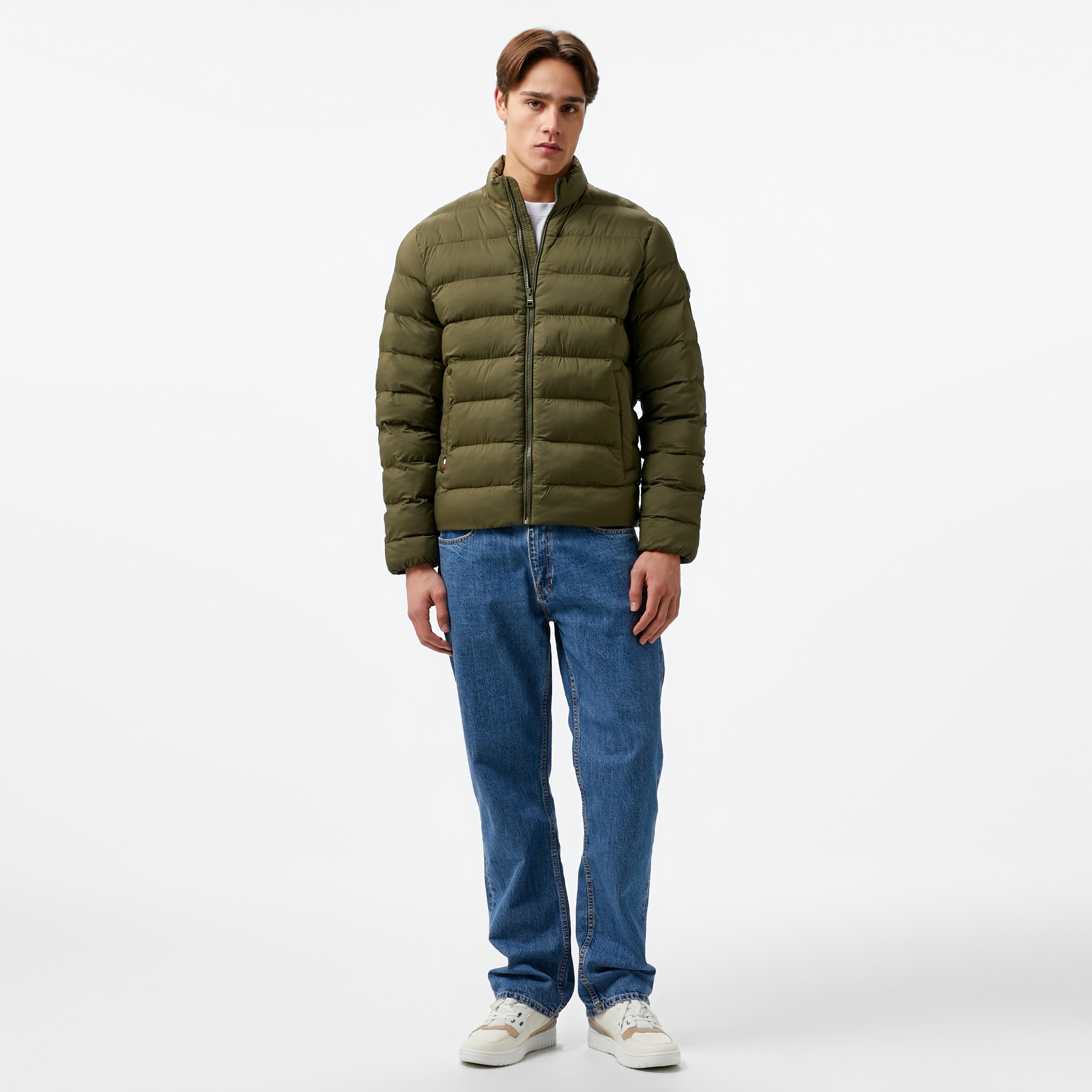 Tommy Hilfiger Mid Weight Stand Collar Erkek Haki Mont