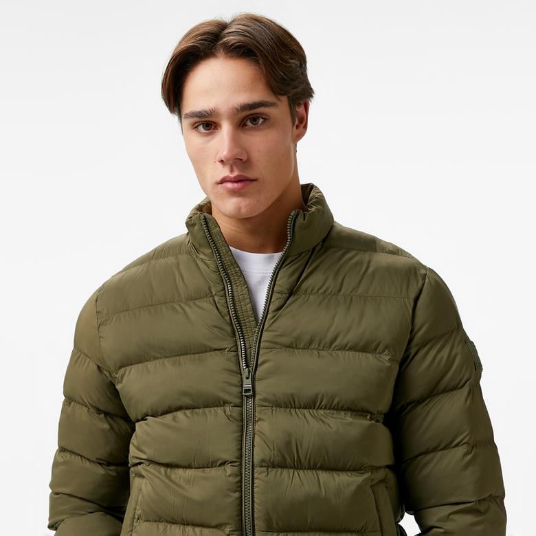 Tommy Hilfiger Mid Weight Stand Collar Erkek Haki Mont