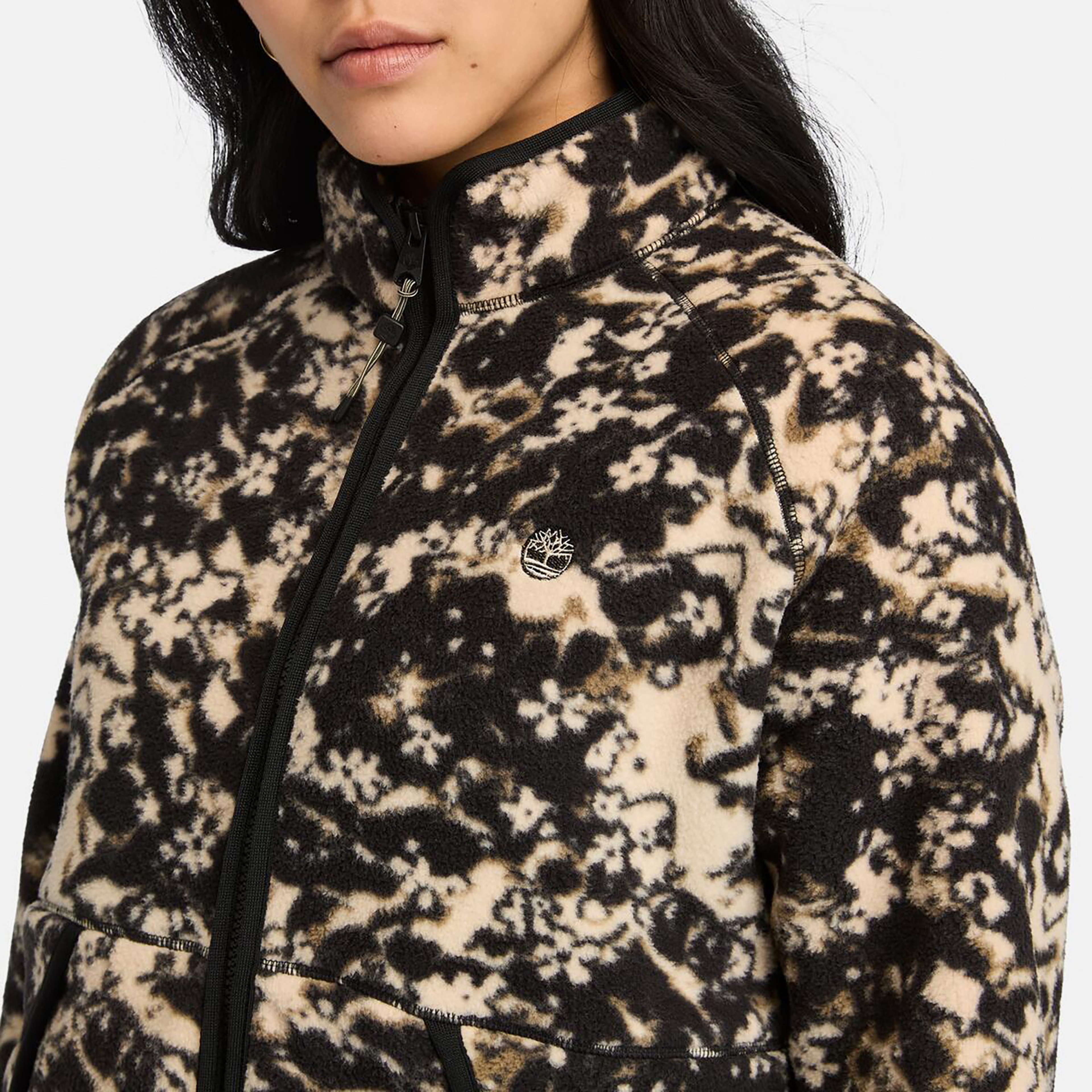 Timberland Printed Full-Zıp Sherpa Kadın Bej Ceket